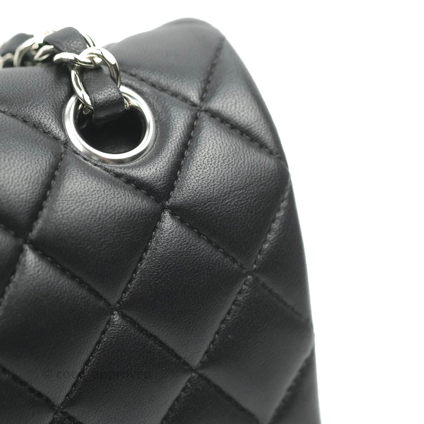 Chanel Classic M/L Medium Flap Quilted Black Lambskin Silver Hardware