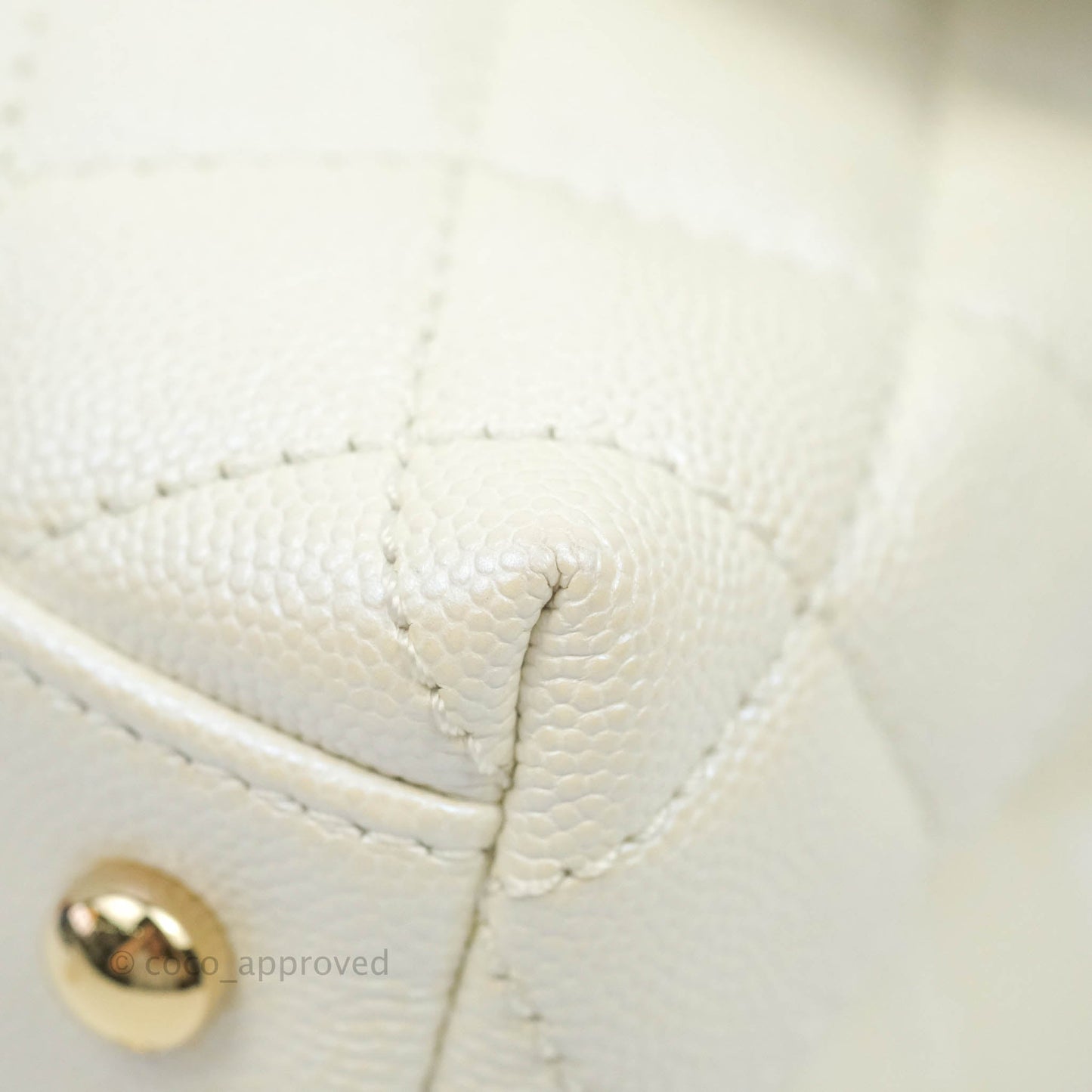 Chanel Small Quilted Coco Handle Iridescent White Caviar Gold Hardware
