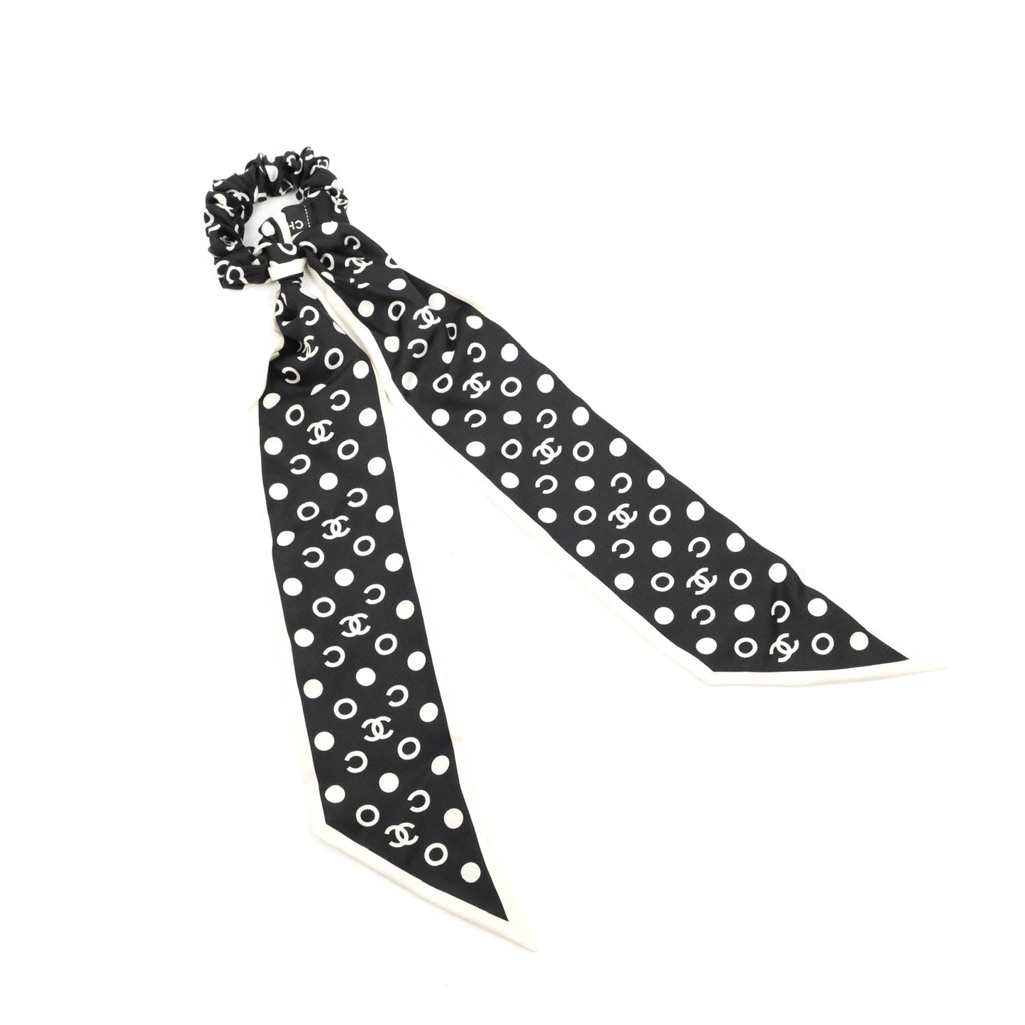 Chanel Coco Bow Silk Hair Accessory Black & Ivory