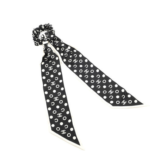 Chanel Coco Bow Silk Hair Accessory Black & Ivory