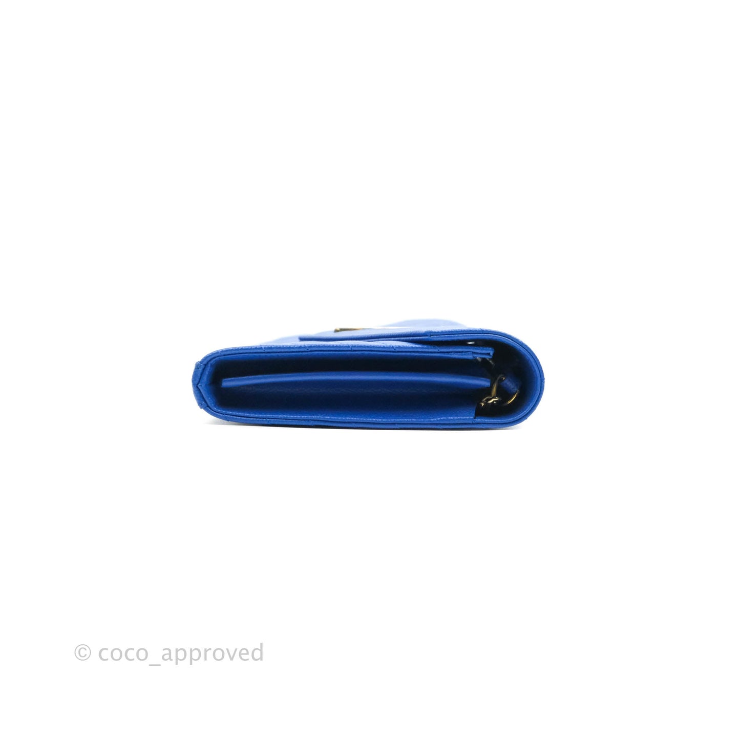 Saint Laurent Wallet on Chain Blue Grained Leather Gold Hardware