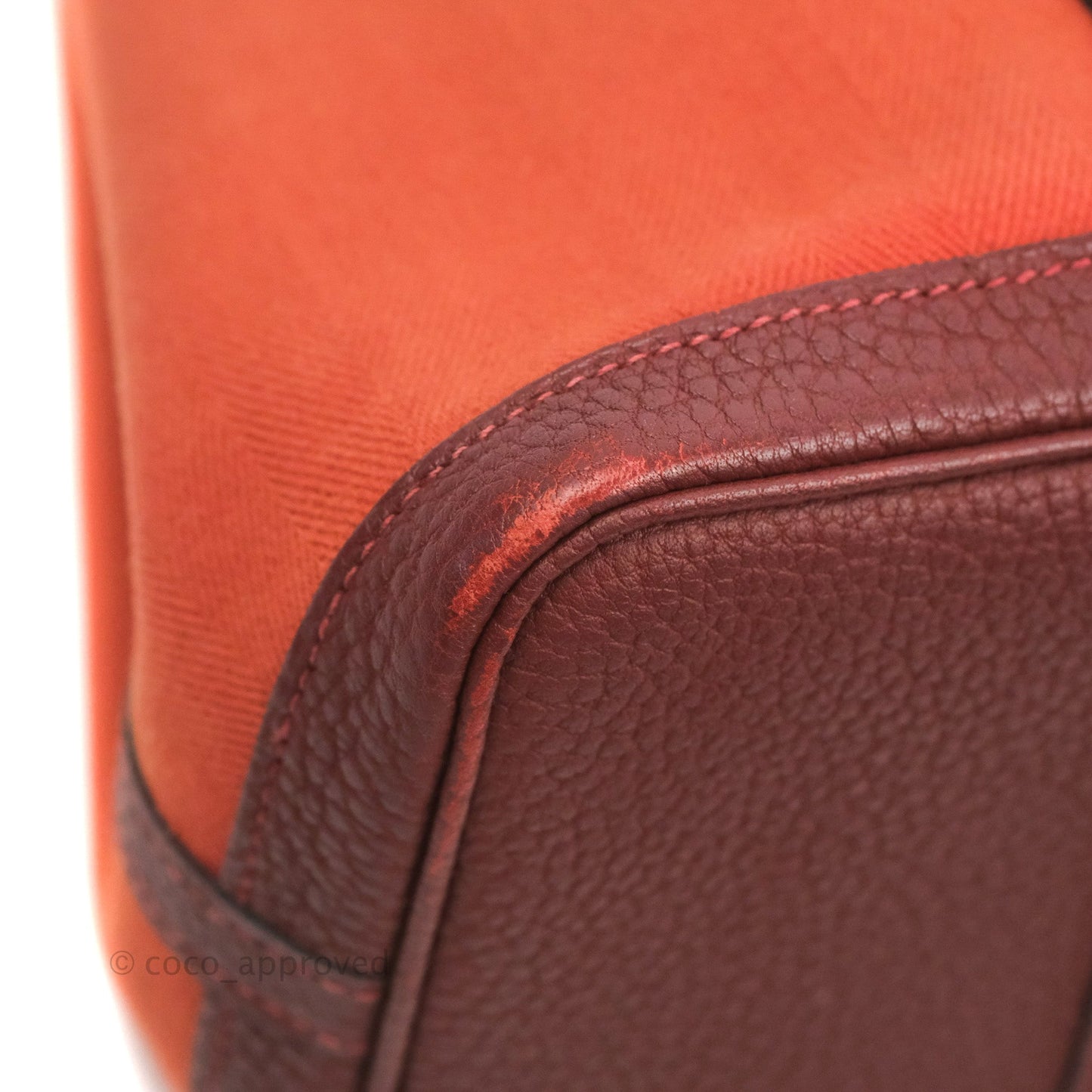 Hermes Garden Party 30 Brick/ Burgundy Canvas Negonda