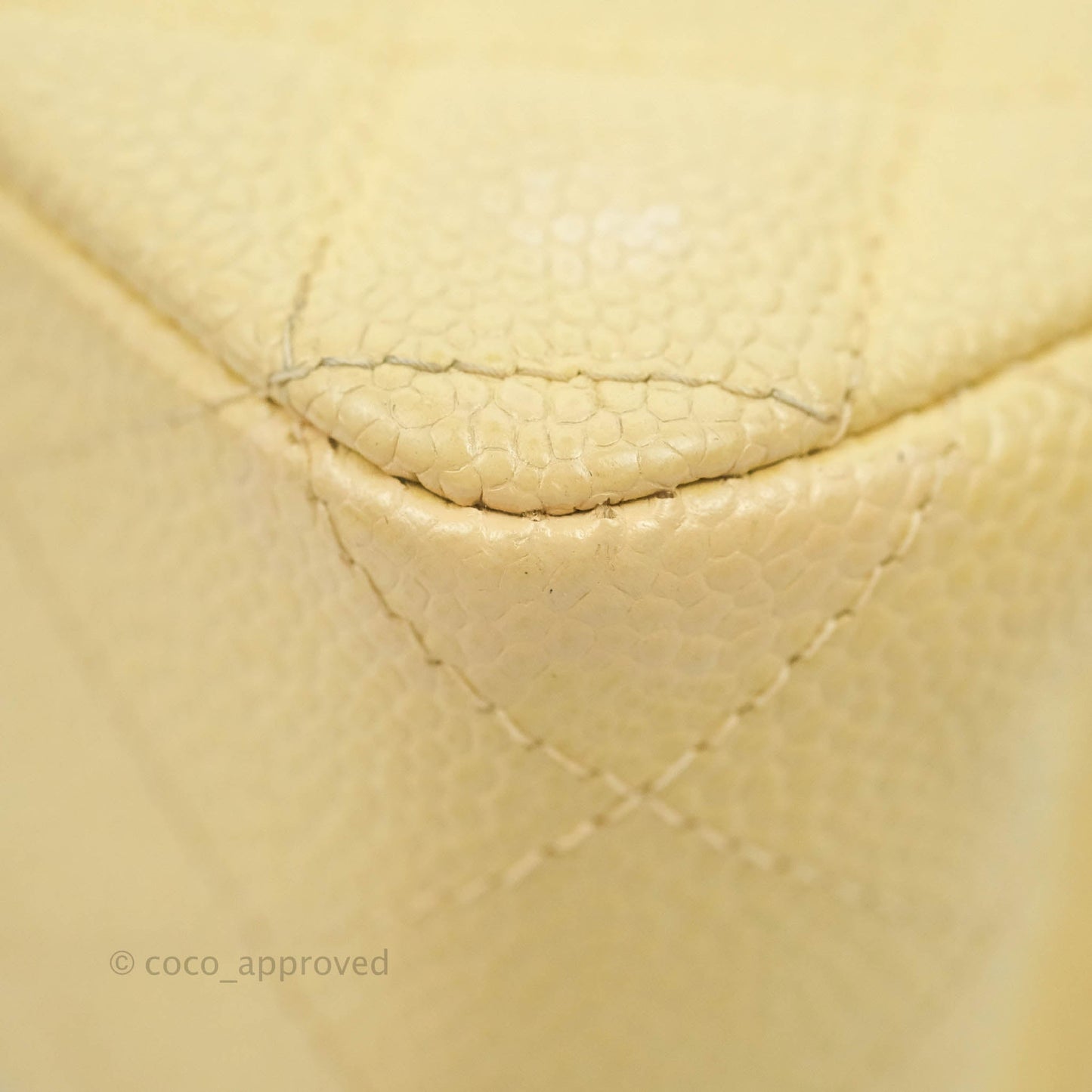 Chanel Vintage Classic M/L Medium Double Flap Bag Beige Caviar 24K Gold Hardware