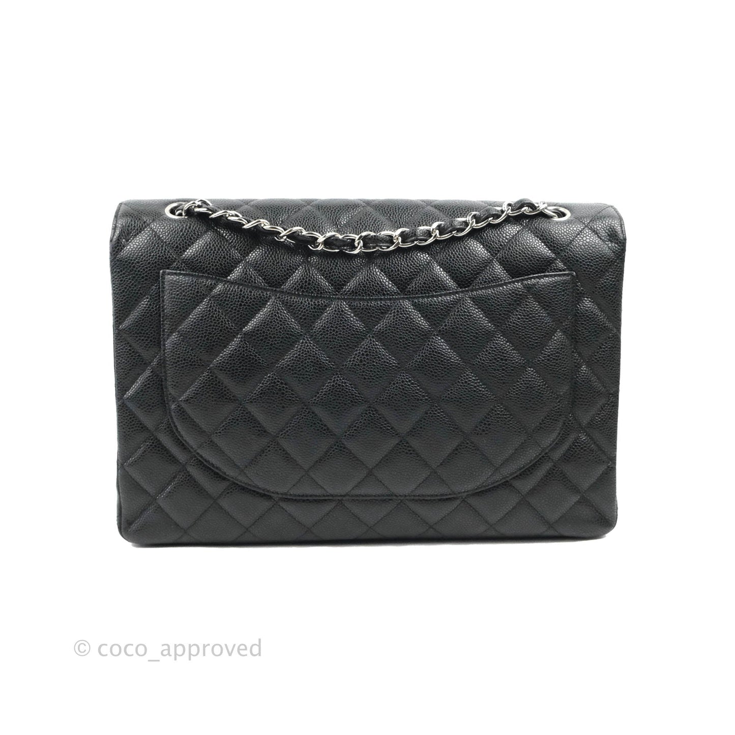 Chanel Single Flap Maxi Caviar Black Silver Hardware