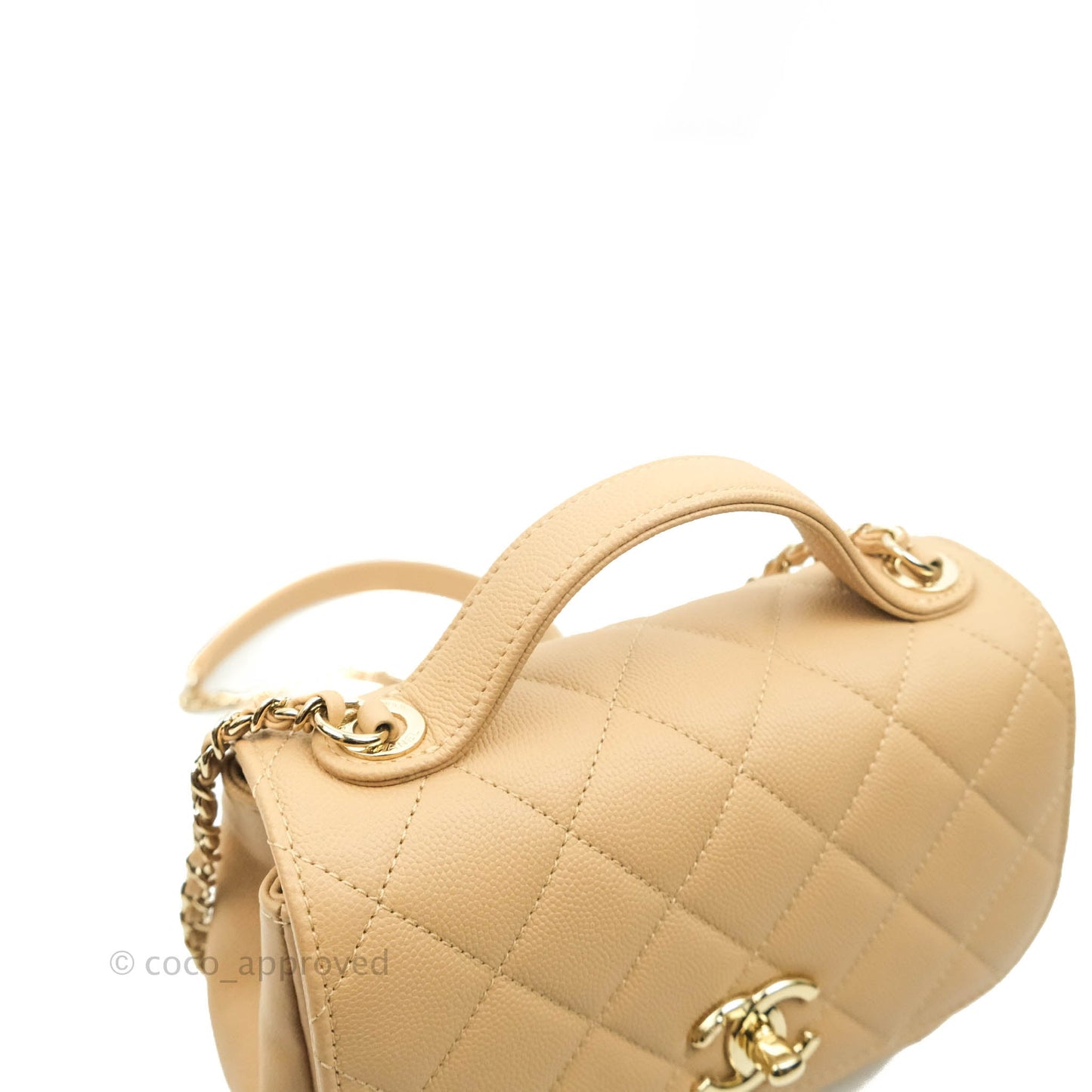 Chanel Quilted Small Business Affinity Flap Dark Beige Caviar Light Gold Hardware