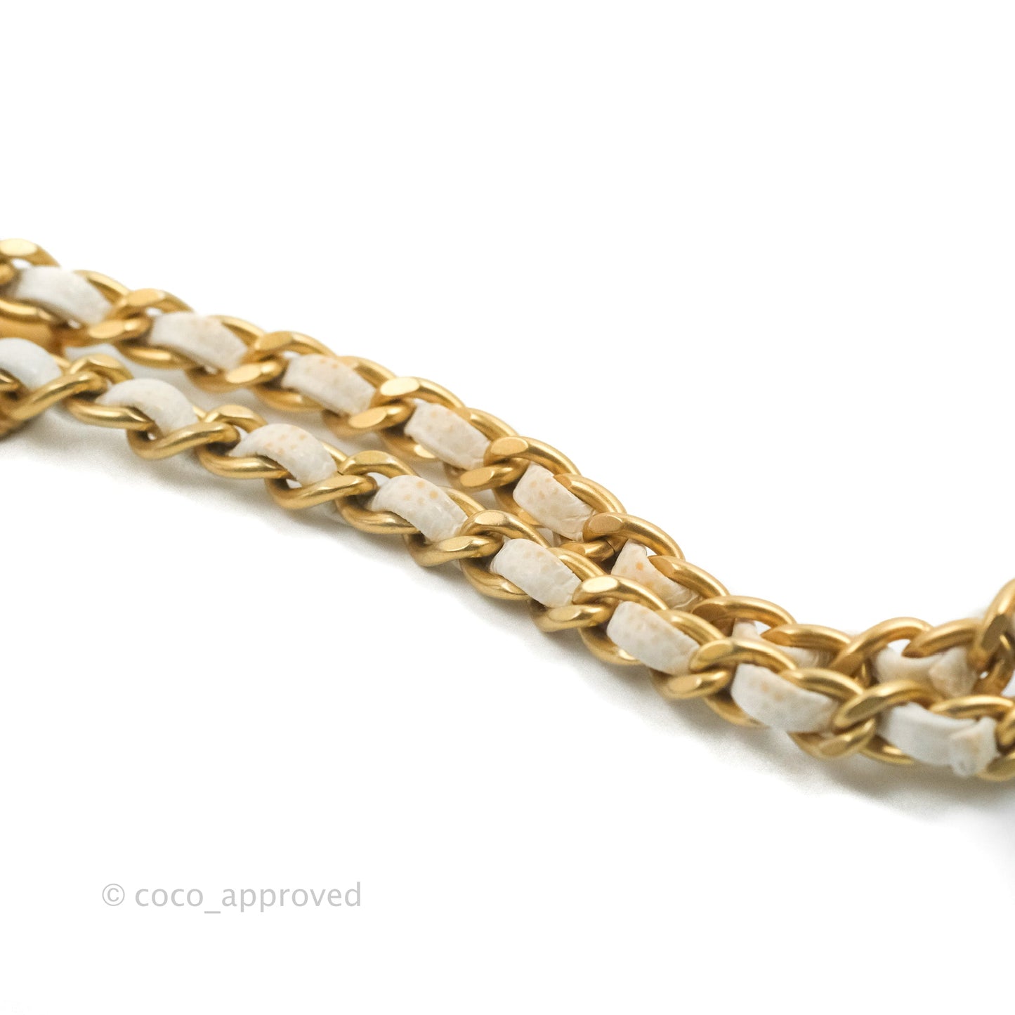 Chanel Mini Flap with Coin Charm White Caviar Aged Gold Hardware 22A
