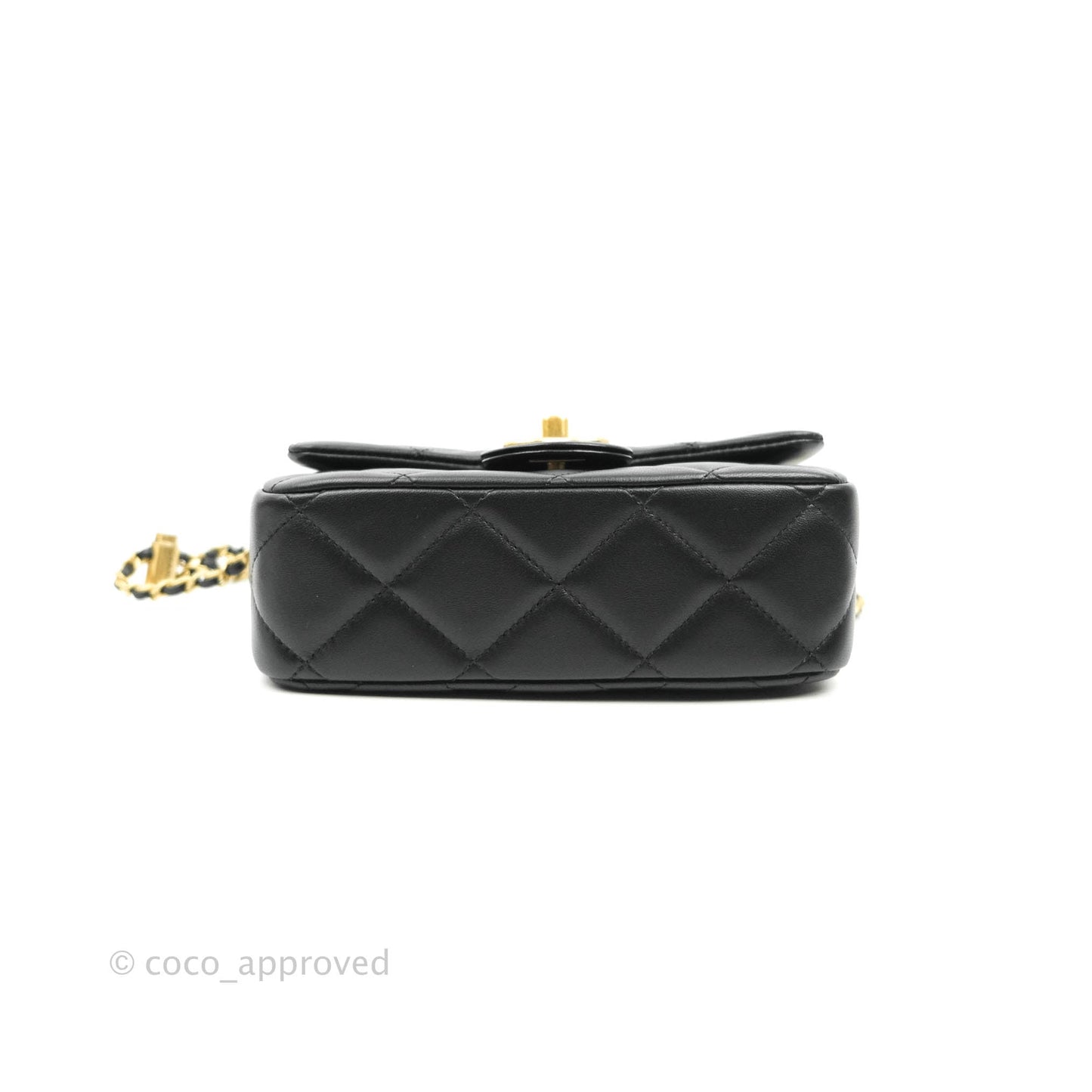 Chanel Quilted My Perfect Mini With Pearl Black Lambskin Gold Hardware