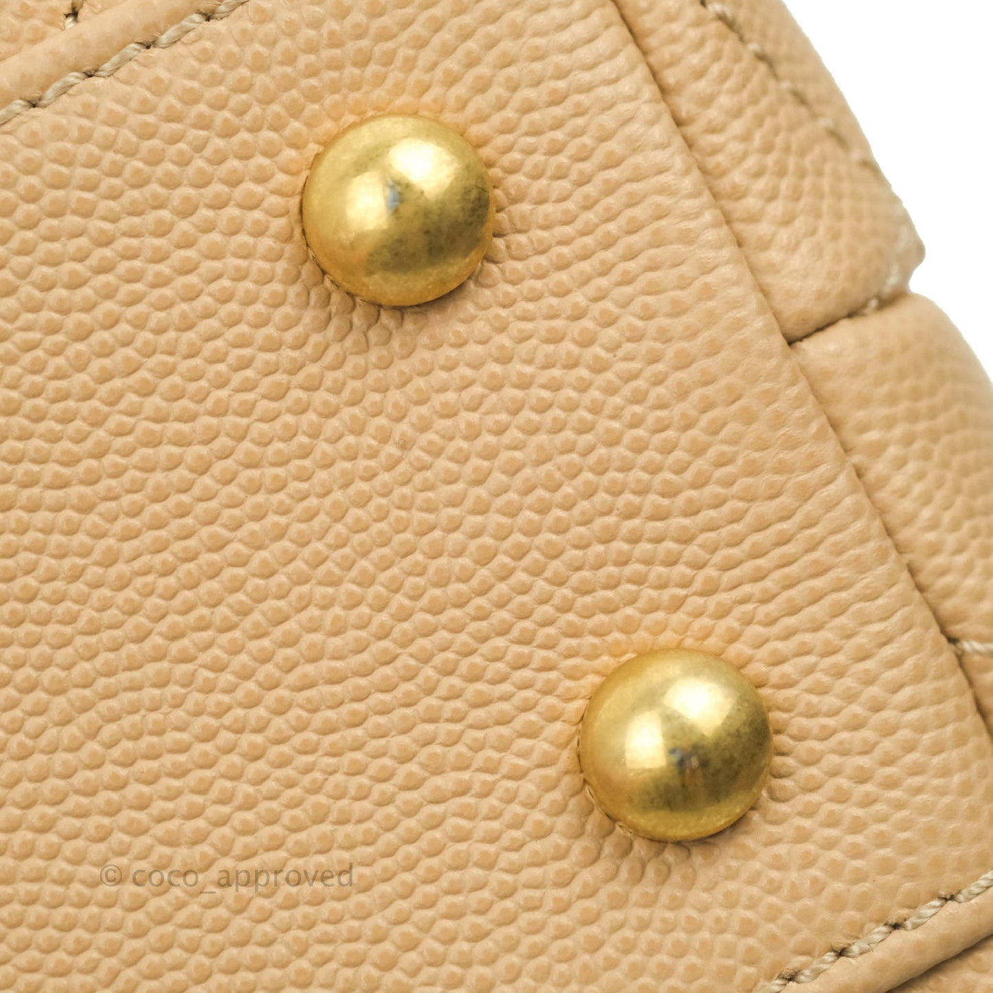 Chanel Small Coco Handle Quilted Beige Caviar Gold Hardware Lizard Embossed Handle