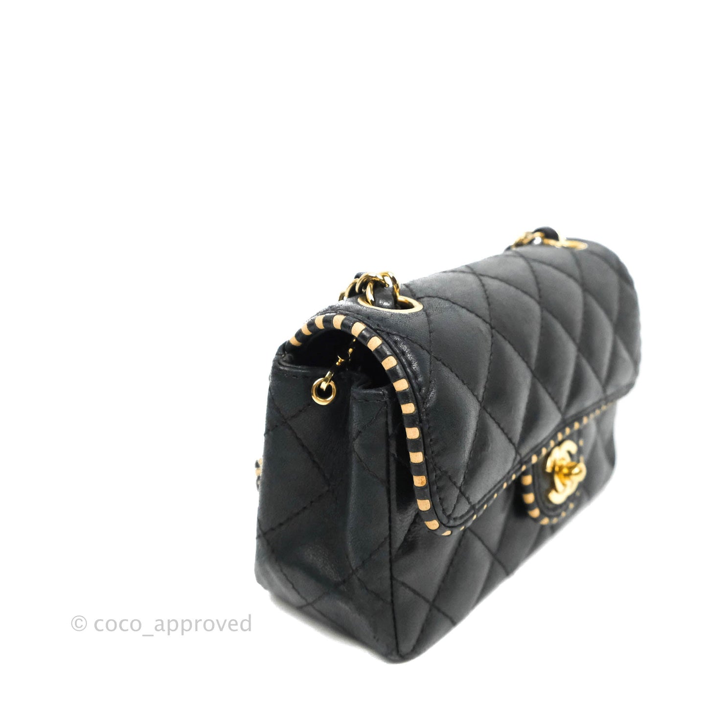 Chanel Vintage Mini Rectangular Black Calfskin 24K Gold Hardware