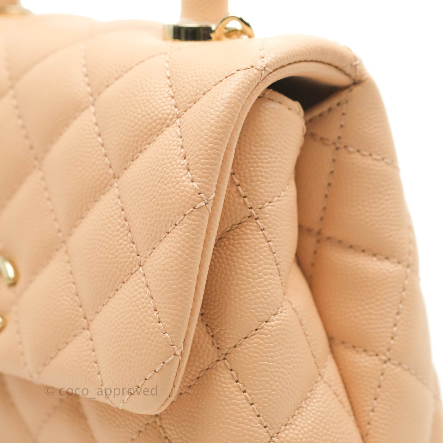 Chanel Mini Coco Handle Quilted Light Beige Pink Caviar Gold Hardware