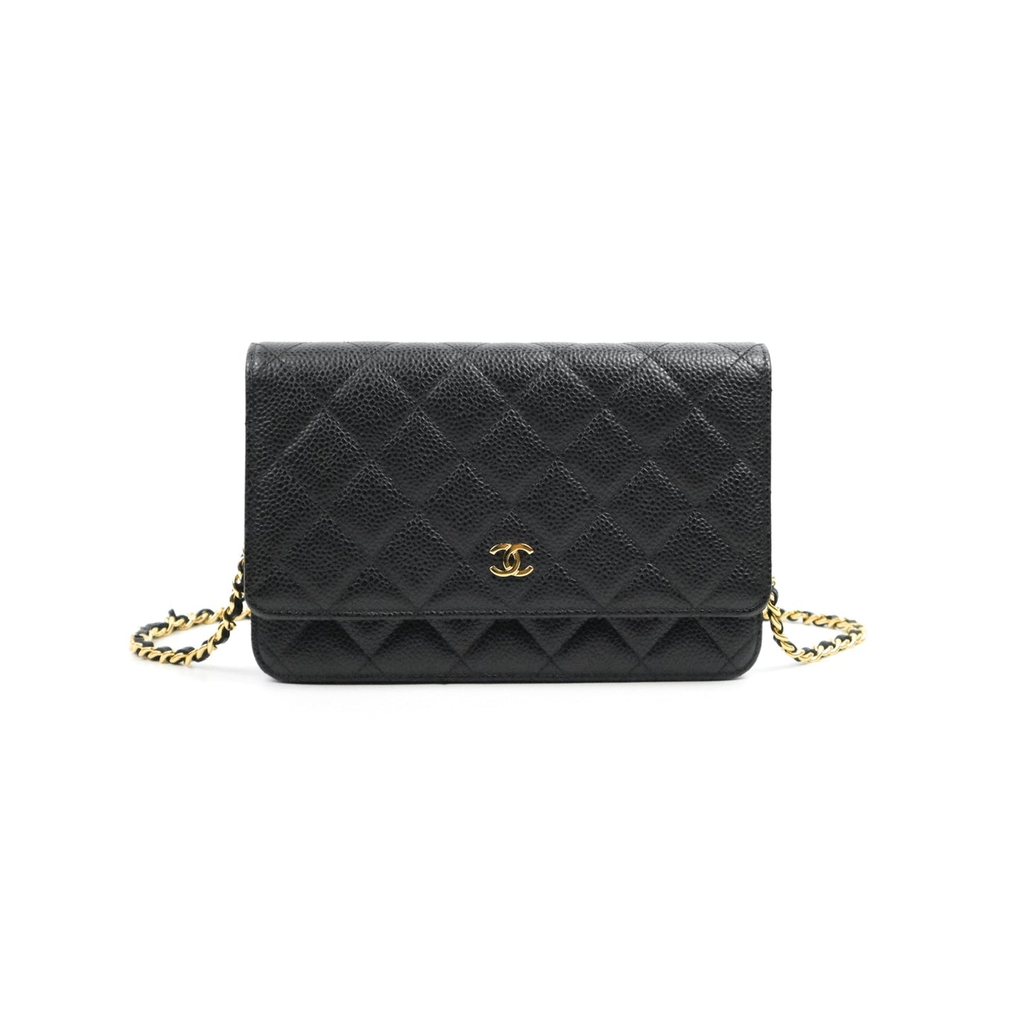 Chanel Quilted CC Chain Wallet on Chain WOC Black Caviar Gold Hardware