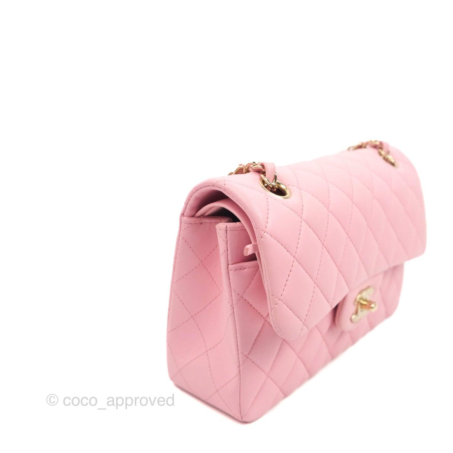 Chanel Small Classic Quilted Flap Pink Lambskin Gold Hardware