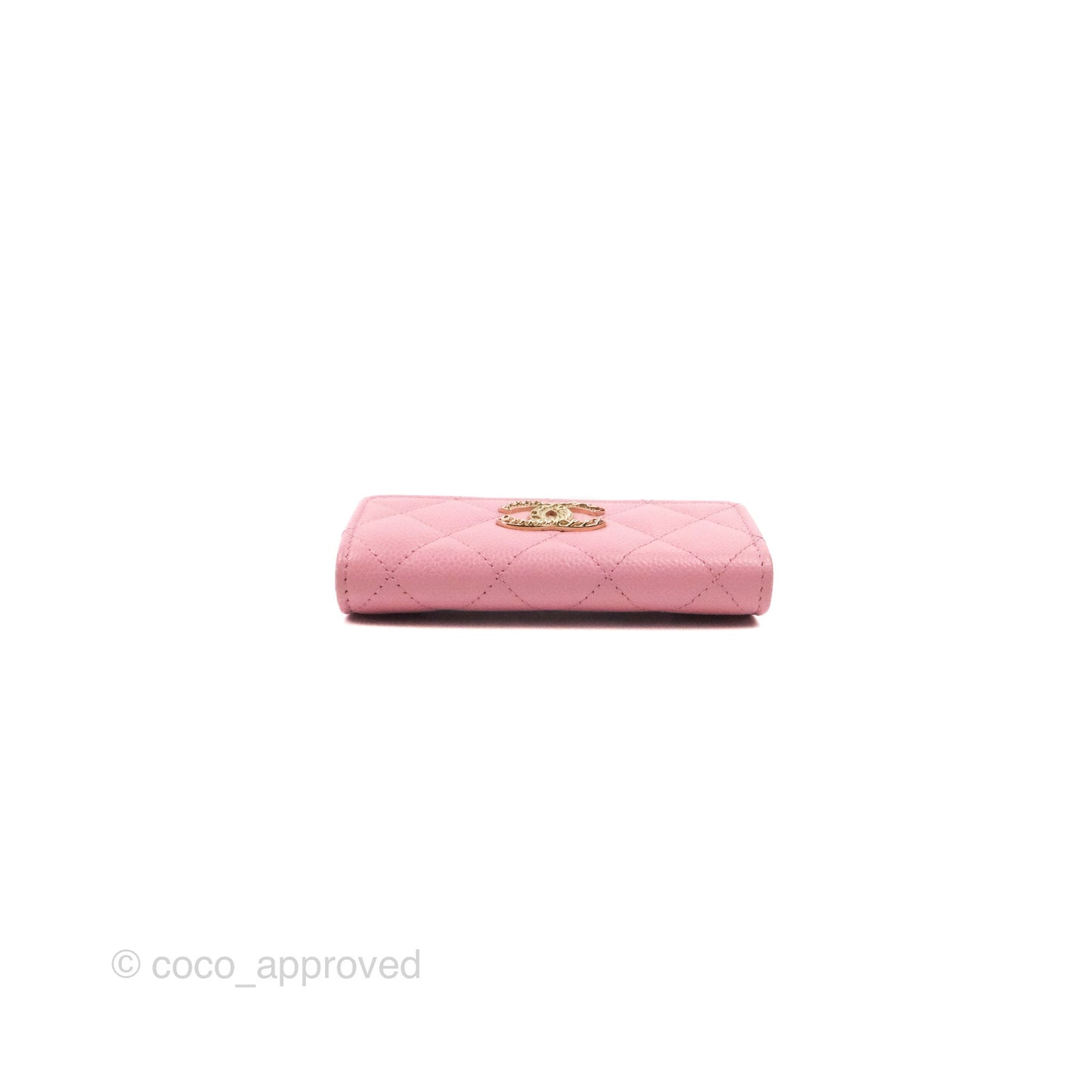 Chanel Quilted Flap Card Holder Pink Caviar Gold Hardware