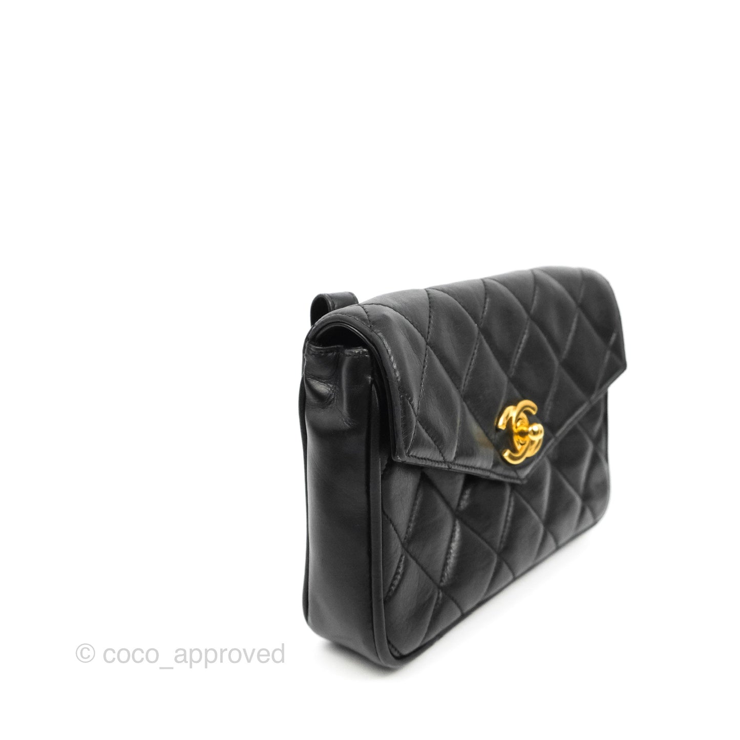 Chanel Vintage Belt Bag Quilted Black Lambskin 24K Gold Hardware