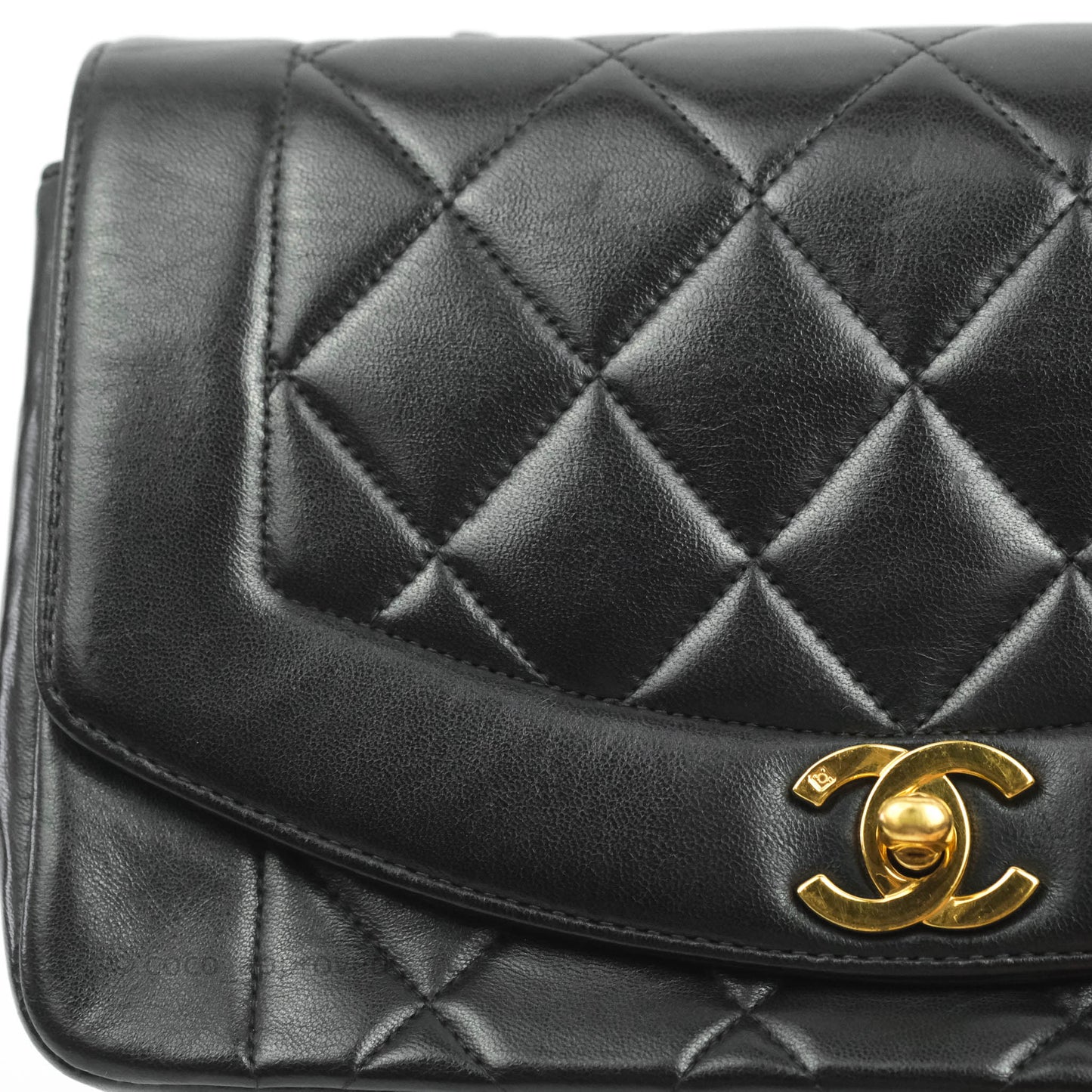 Chanel Black Quilted Lambskin Small Vintage Classic Diana Flap 24K Gold Hardware