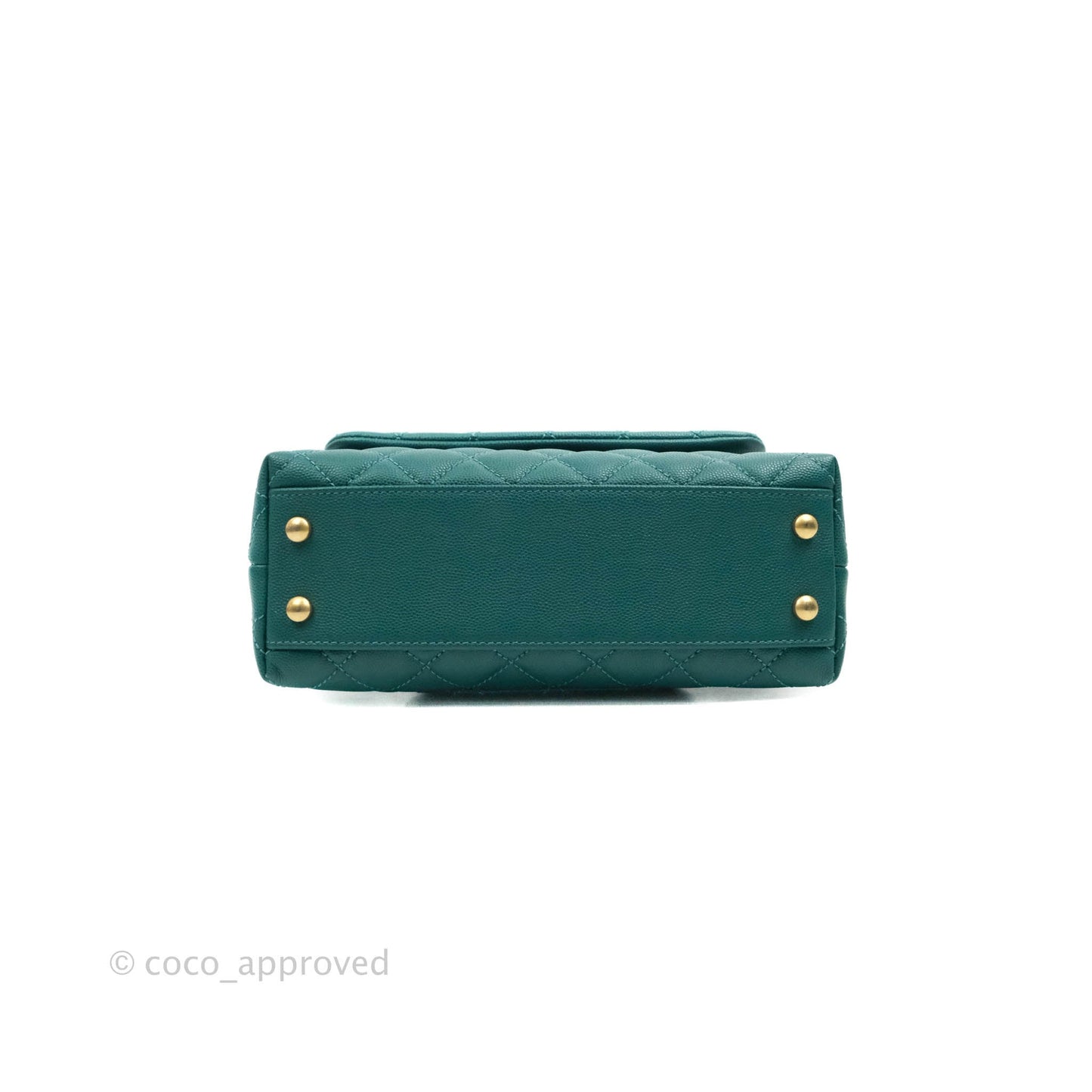 Chanel Small Quilted Coco Handle Teal Green Caviar Gold Hardware