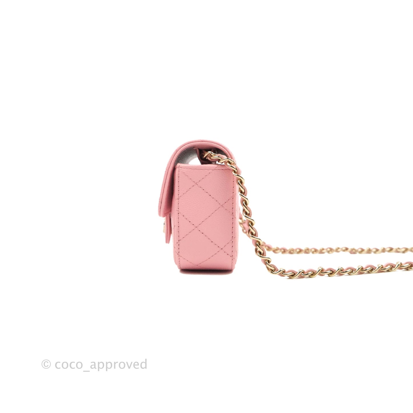 Chanel Classic Clutch With Chain Pink Caviar Gold Hardware