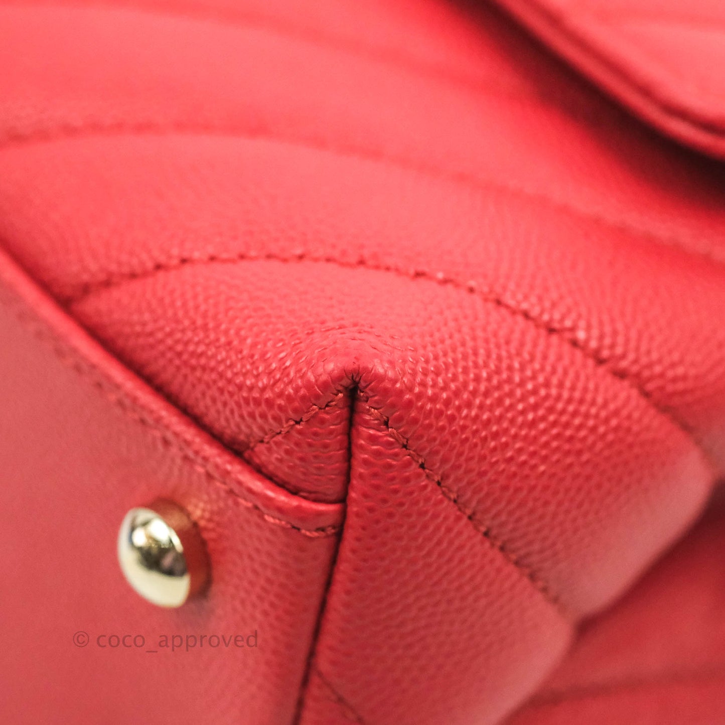 Chanel Small Coco Handle Chevron Red Caviar Gold Hardware 20P