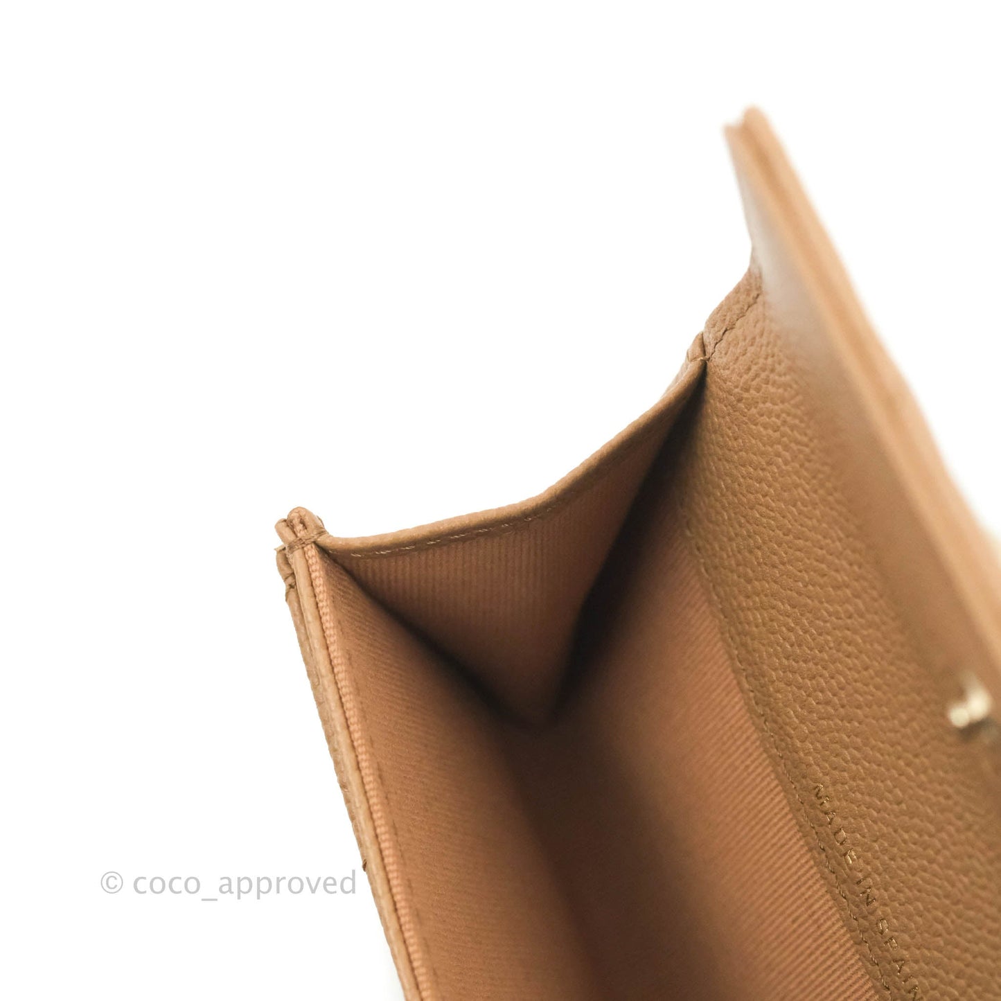 Chanel Quilted Flap Card Holder Dark Beige Caviar Gold Hardware