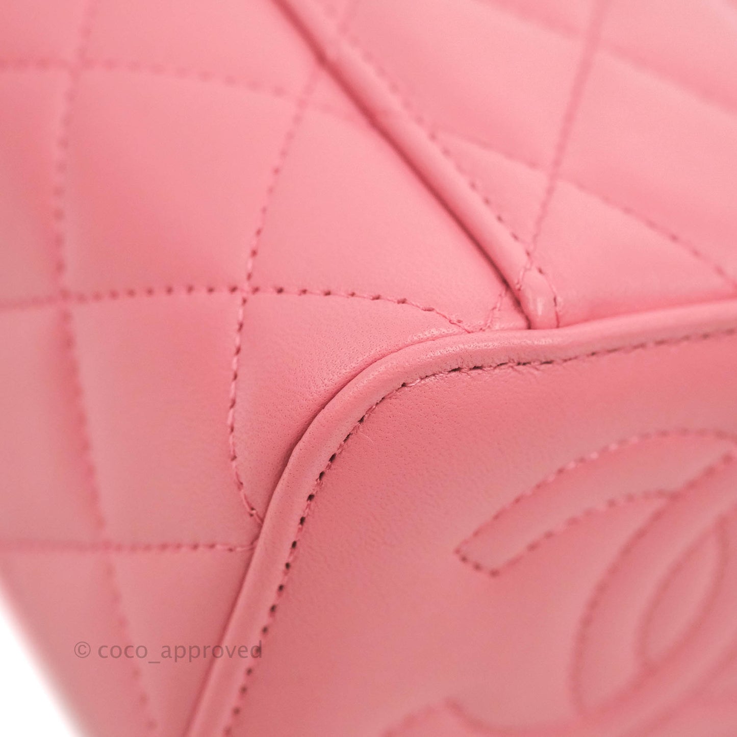 Chanel Mini Top Handle Vanity With Chain Pink Lambskin Gold Hardware