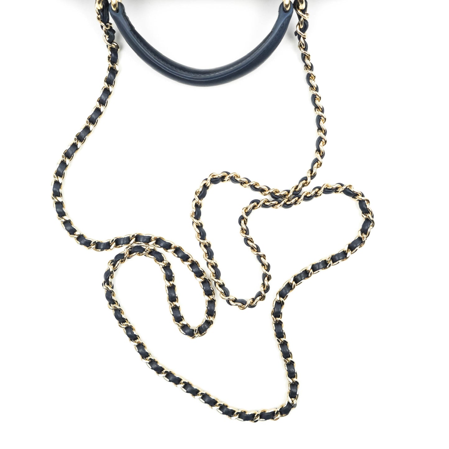 Chanel Top Handle Mini Rectangular Flap Bag Navy Lambskin Gold Hardware
