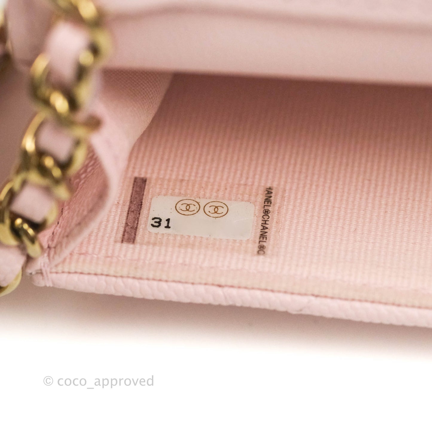 Chanel Mini Wallet With Chain Light Pink Caviar Gold Hardware