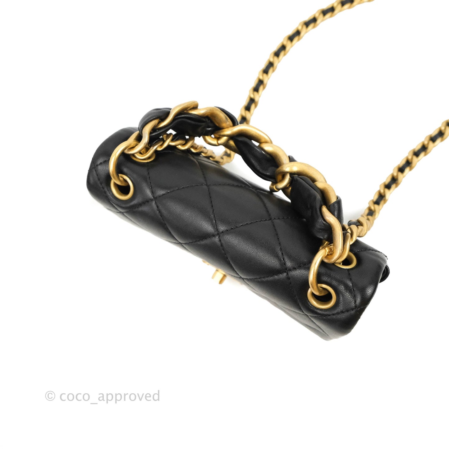 Chanel Entwined Chain Bag Black Lambskin Aged Gold Hardware