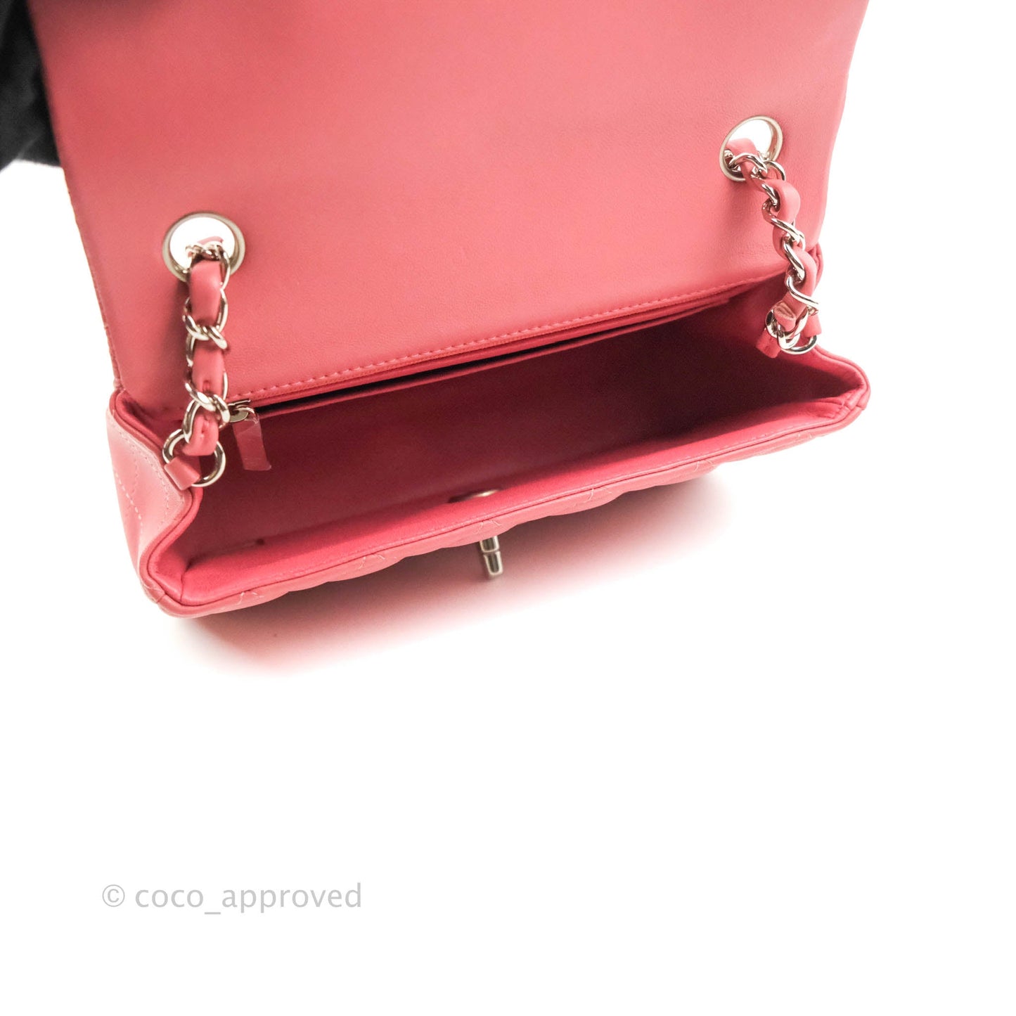 Chanel Quilted Mini Rectangular Flap Pink Lambskin Silver Hardware