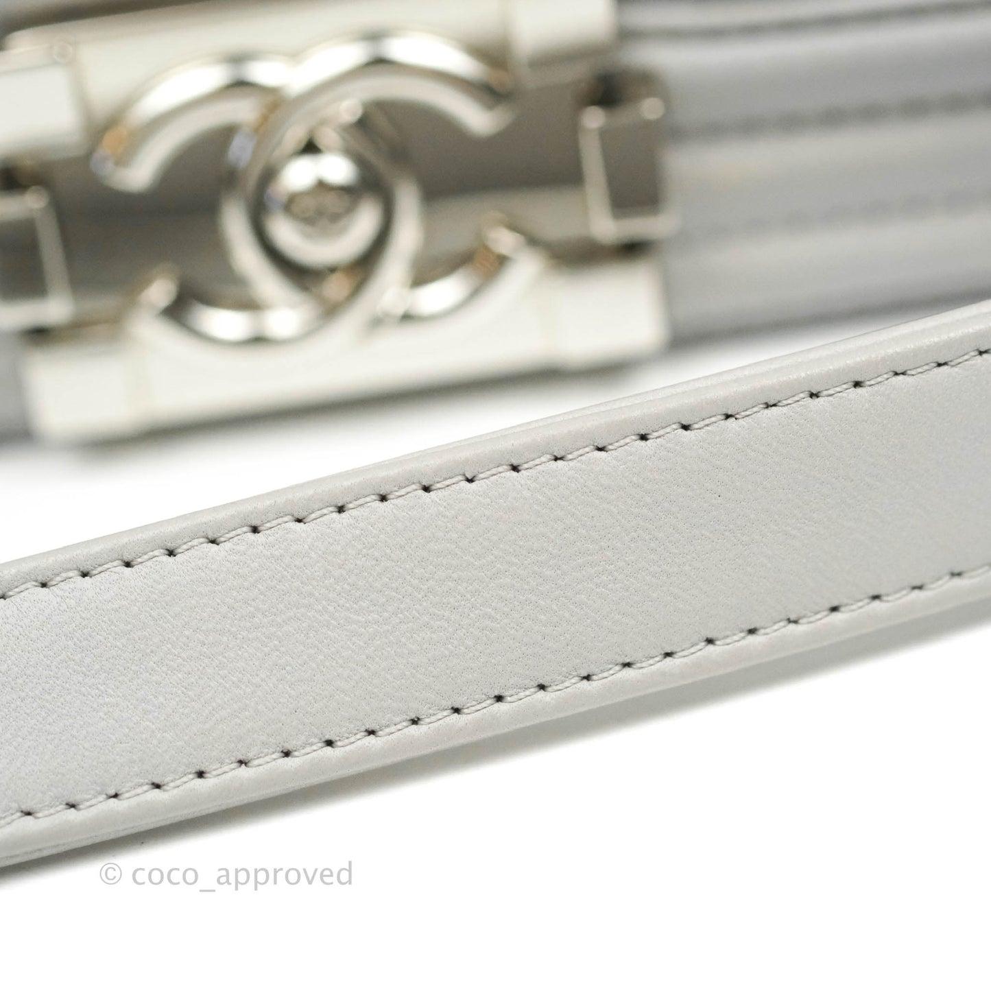 Chanel Quilted Medium Boy Grey Lambskin Silver Hardware