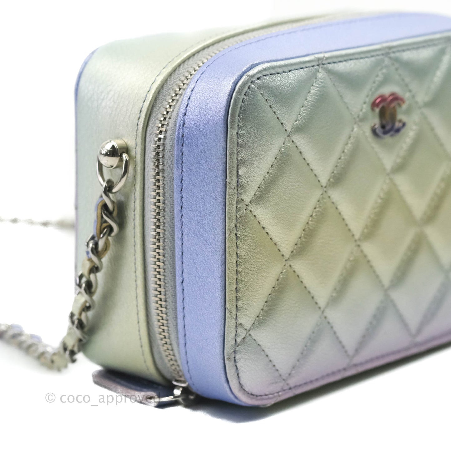 Chanel Quilted Camera Bag Metallic Rainbow Lambskin Rainbow Hardware