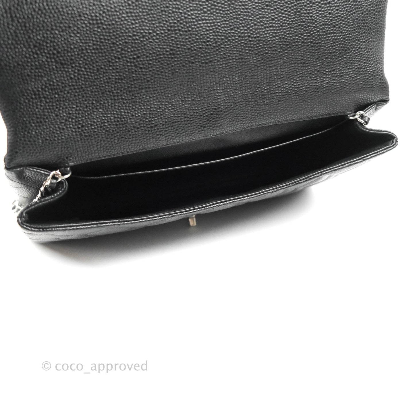 Chanel Quilted Clutch with Chain Black Caviar Silver Hardware