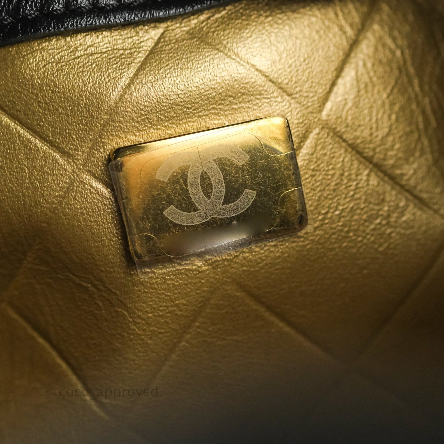 Chanel Quilted Drawstring Bucket Bag Black Calfskin Aged Gold Hardware