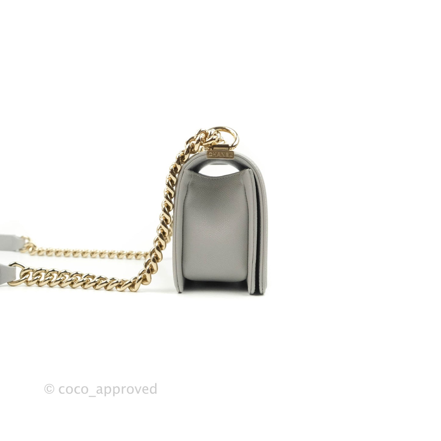 Chanel Small Boy Grey Caviar Gold Hardware