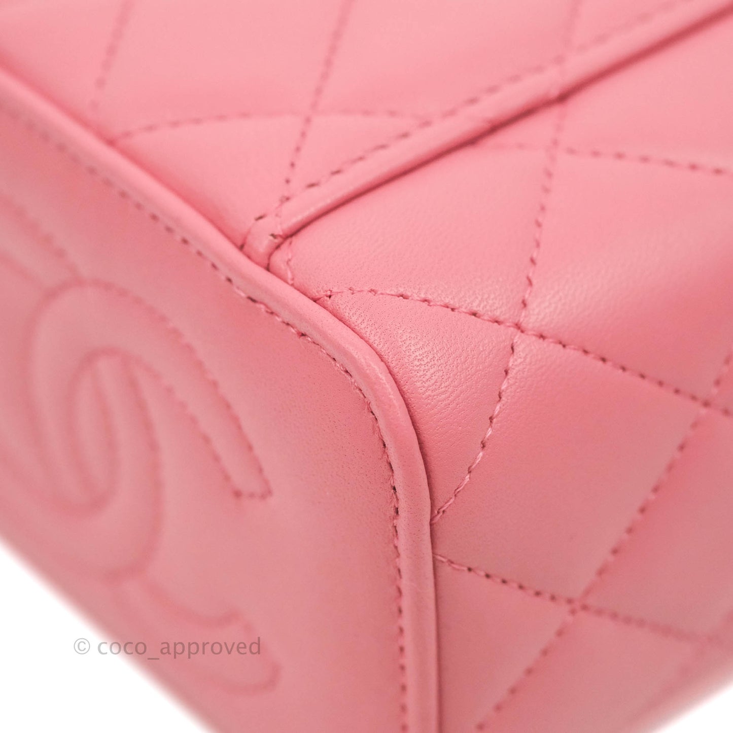 Chanel Mini Top Handle Vanity With Chain Pink Lambskin Gold Hardware
