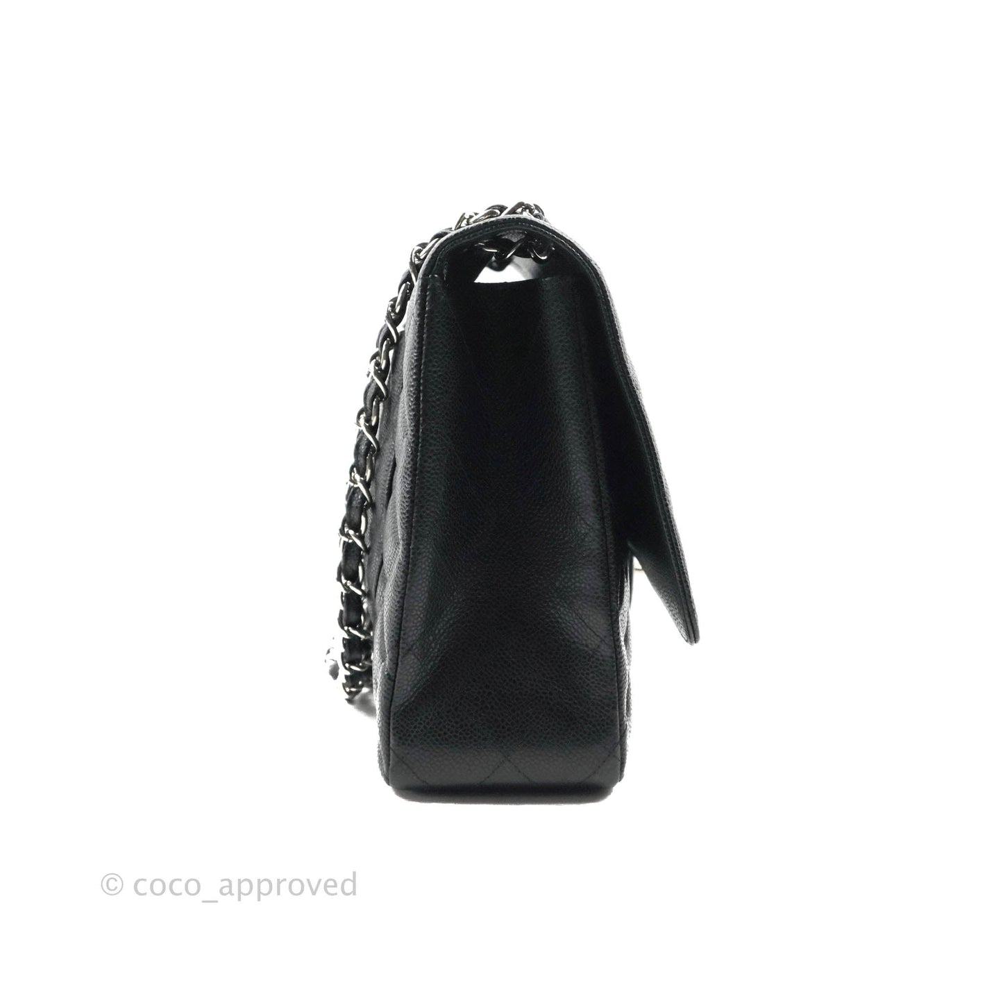 Chanel Single Flap Maxi Caviar Black Silver Hardware