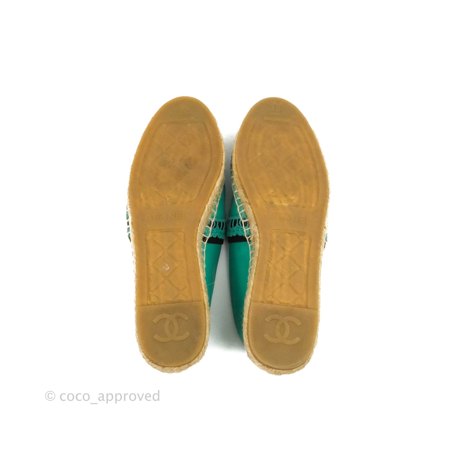 Chanel CC Espadrilles Green Black Lambskin 19S Size 36