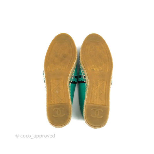 Chanel CC Espadrilles Green Black Lambskin 19S Size 36