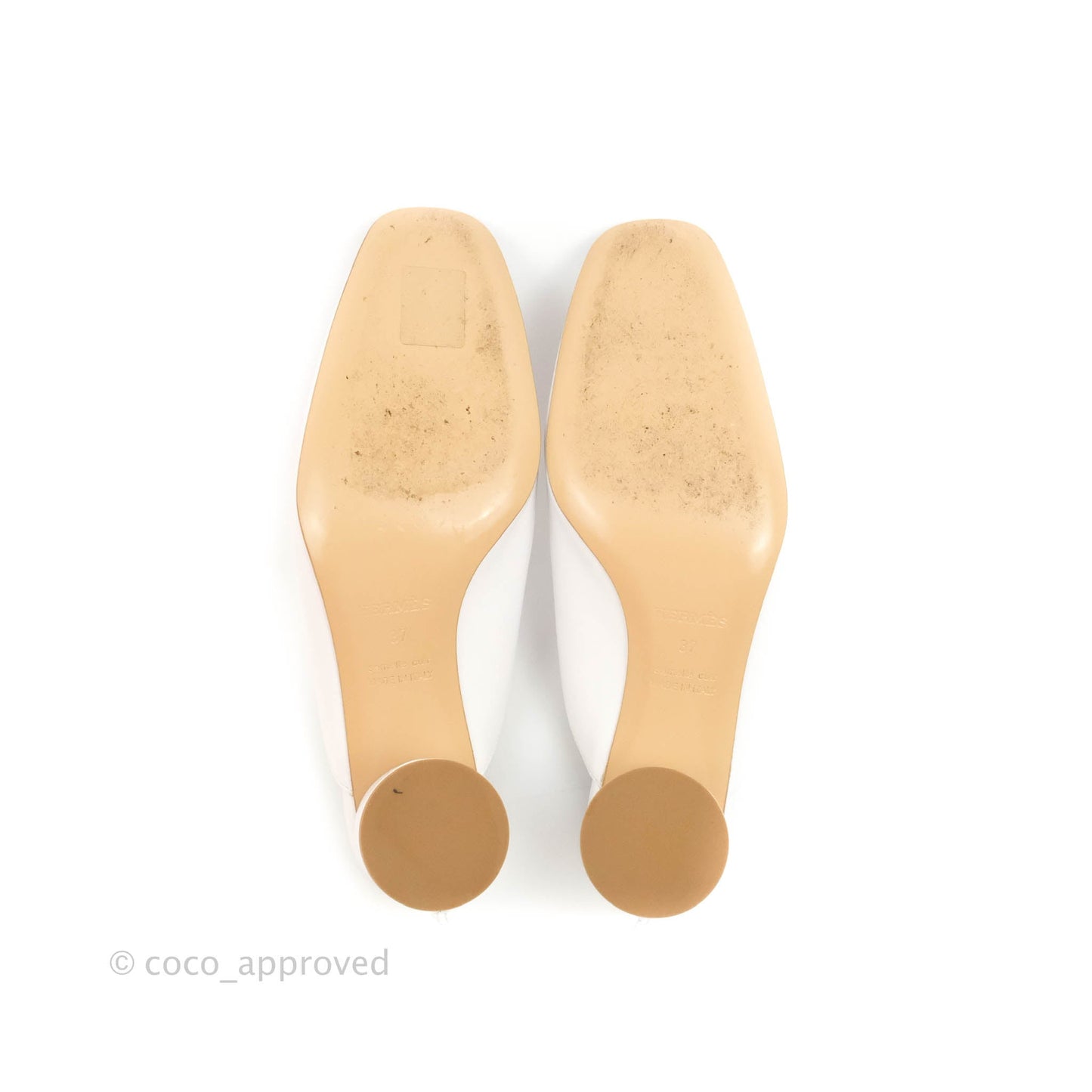 Hermes Detail Mule White Nappa Leather Size 37