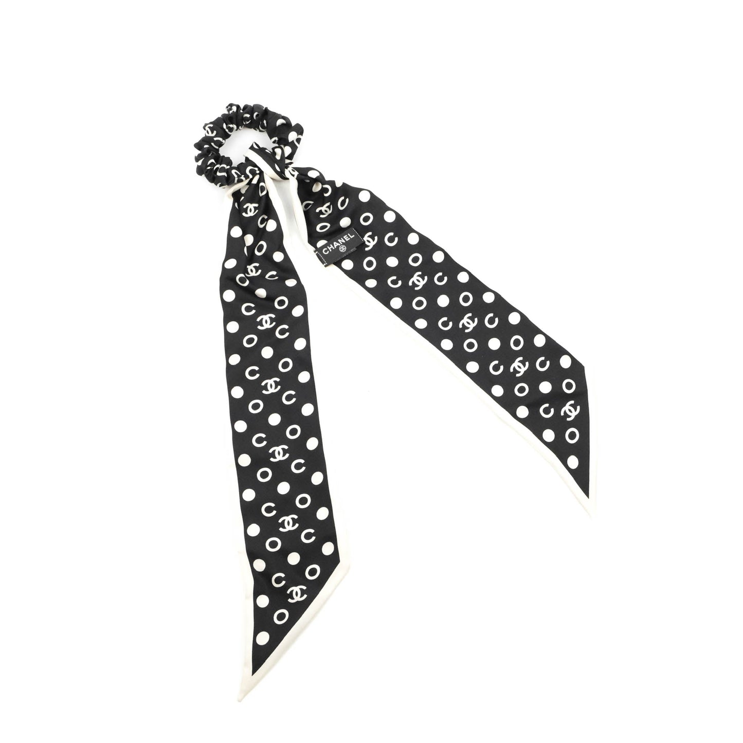 Chanel Coco Bow Silk Hair Accessory Black & Ivory