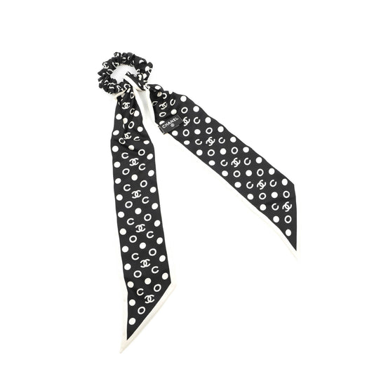 Chanel Coco Bow Silk Hair Accessory Black & Ivory
