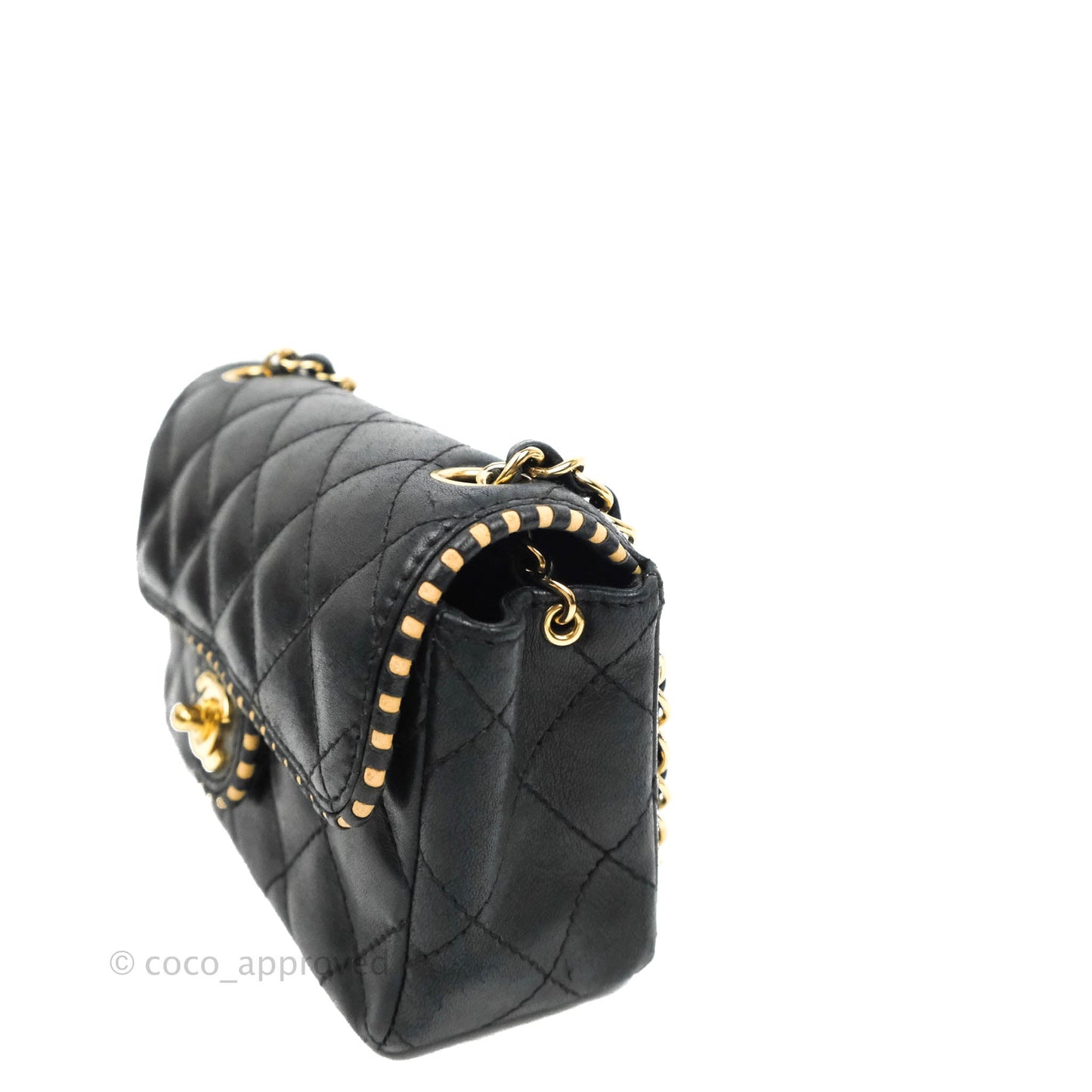Chanel Vintage Mini Rectangular Black Calfskin 24K Gold Hardware