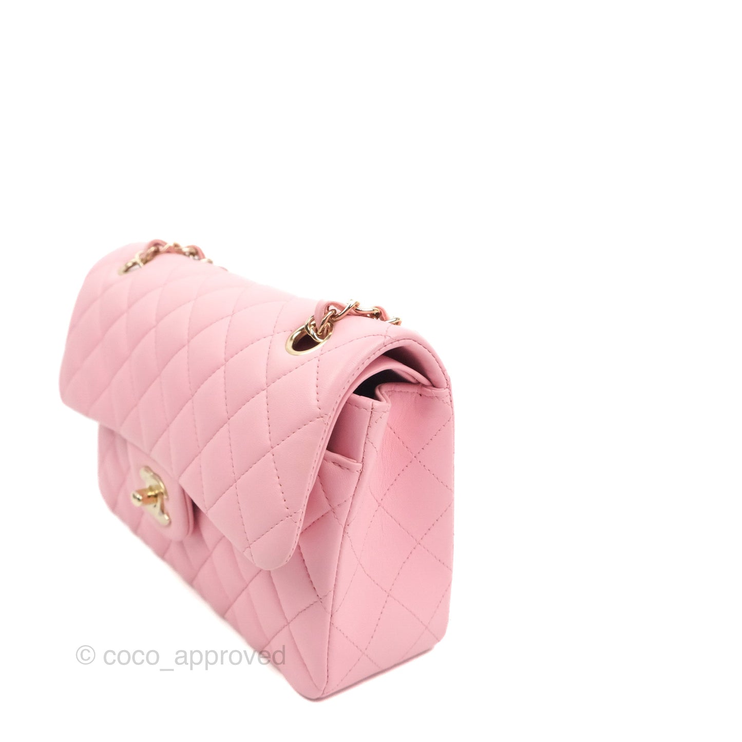 Chanel Small Classic Quilted Flap Pink Lambskin Gold Hardware