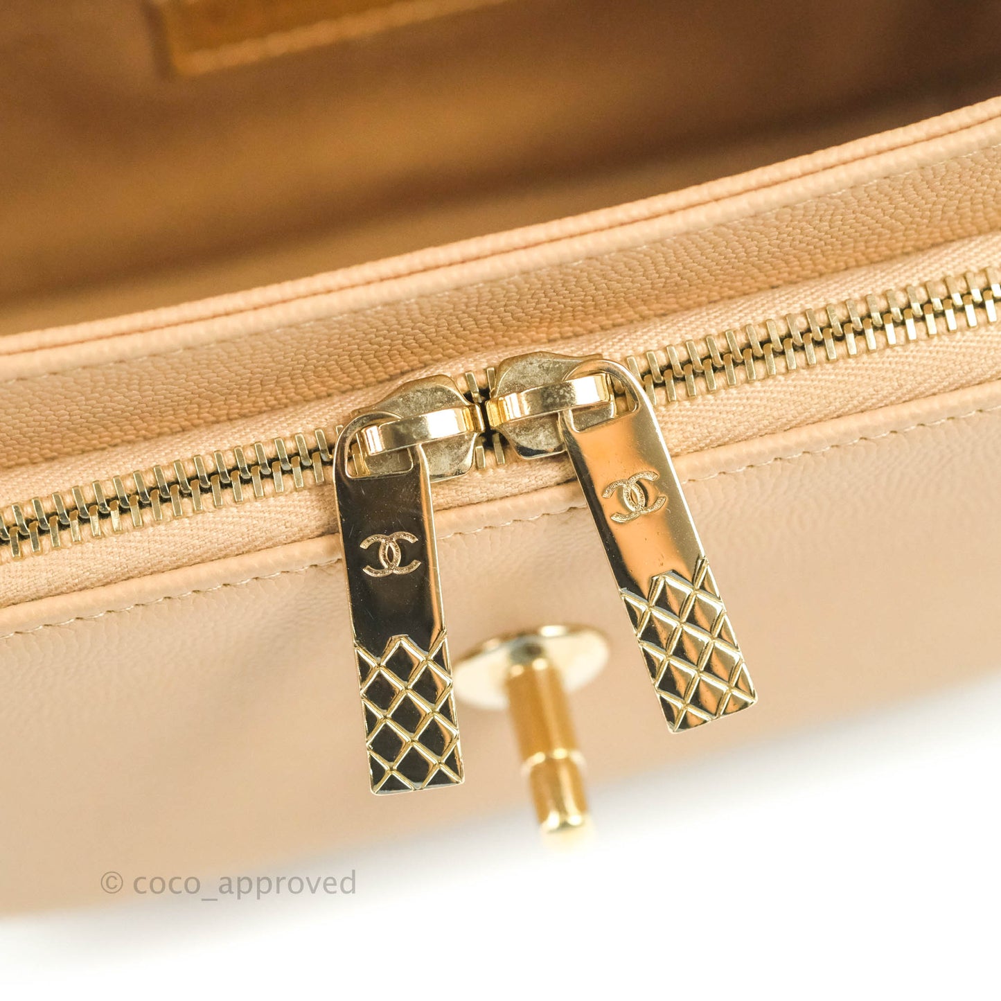Chanel Quilted Small Business Affinity Flap Beige Caviar Gold Hardware