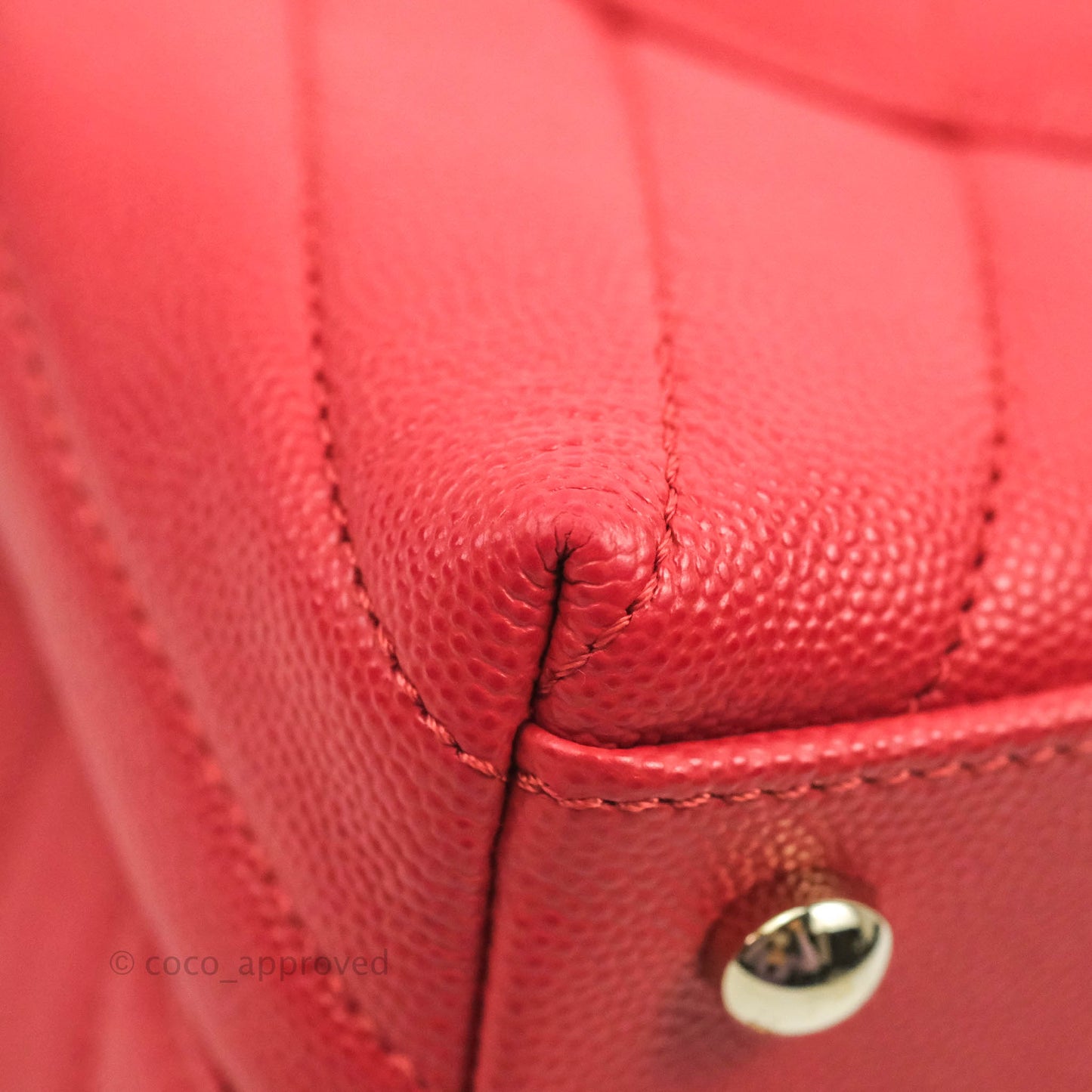 Chanel Small Coco Handle Chevron Red Caviar Gold Hardware 20P