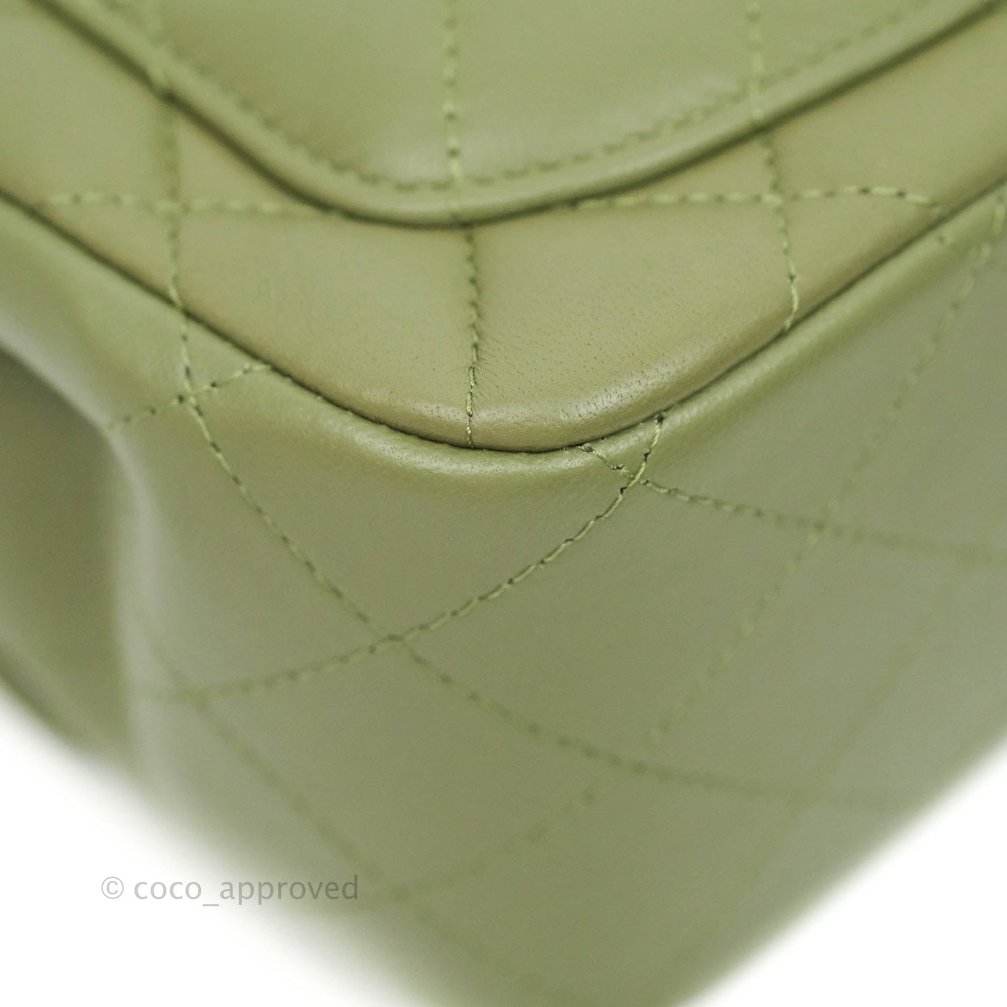 Chanel Quilted Mini Square Olive Green Lambskin Silver Hardware 21B