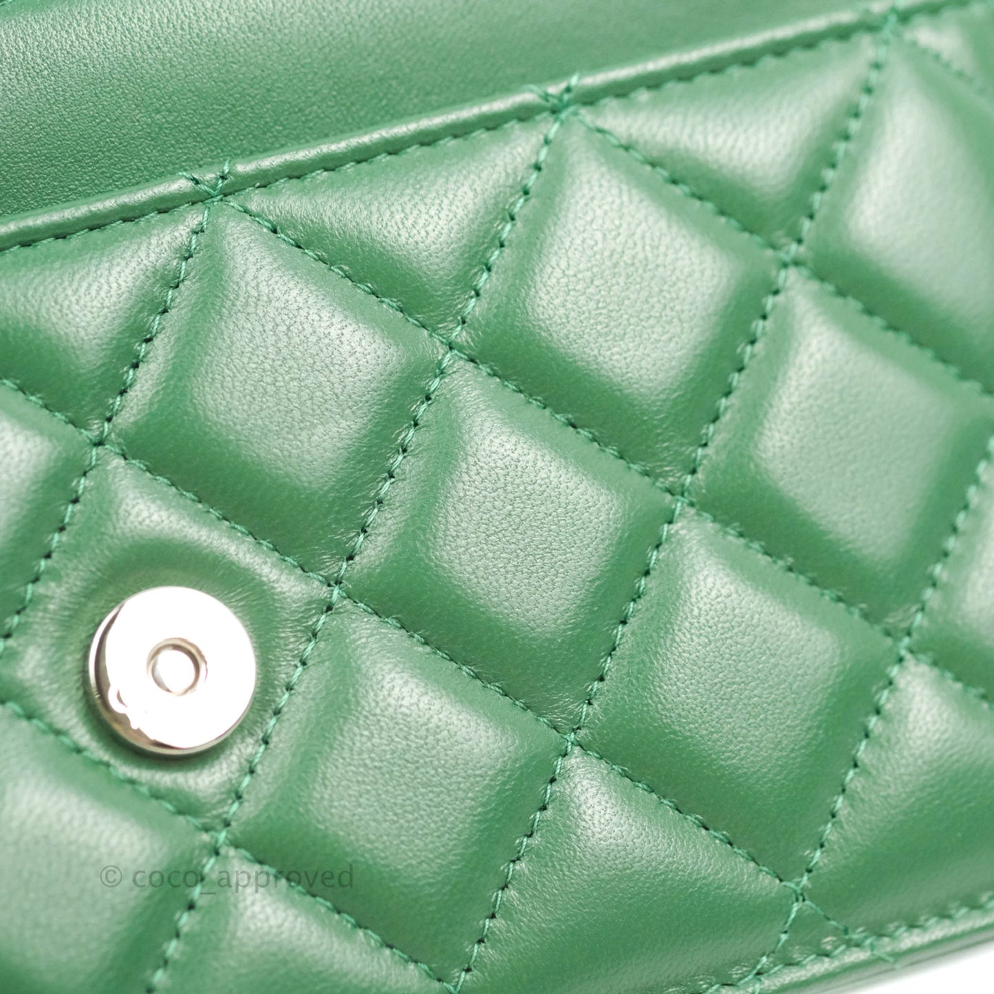 Chanel Quilted Classic Wallet on Chain WOC Green Lambskin Silver Hardware