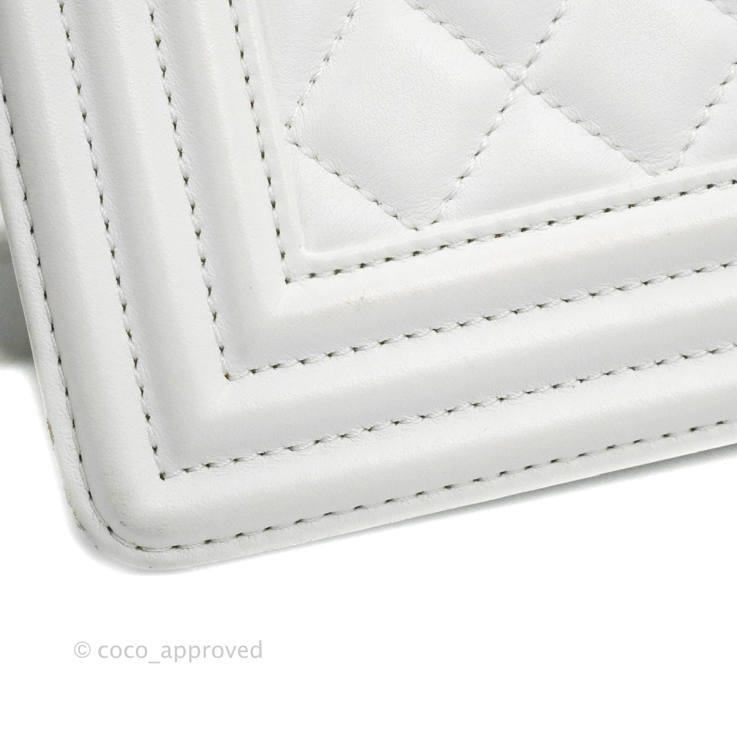 Chanel Quilted Medium Boy White Calfskin Gold Hardware