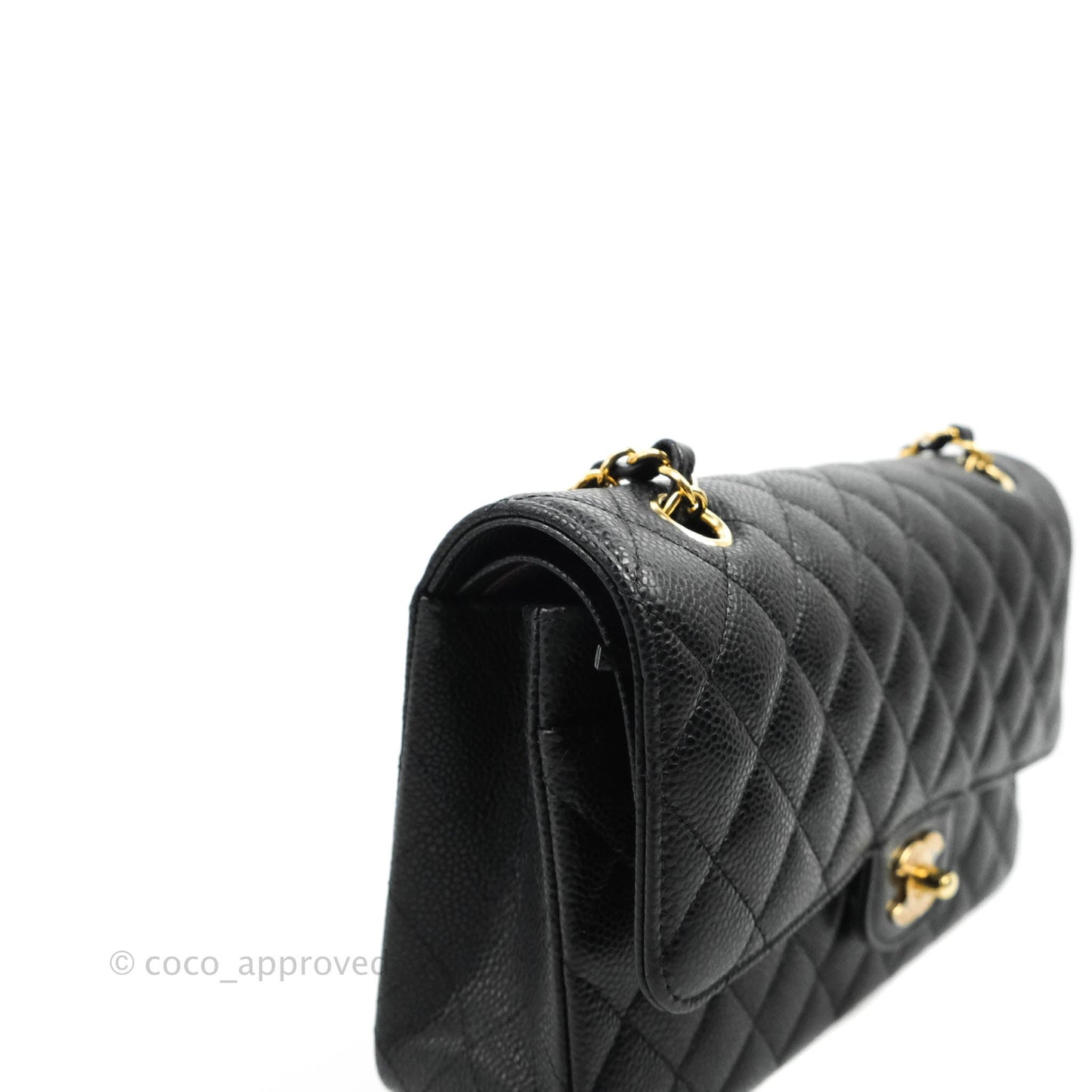 Chanel Classic M/L Medium Double Flap Black Caviar Gold Hardware