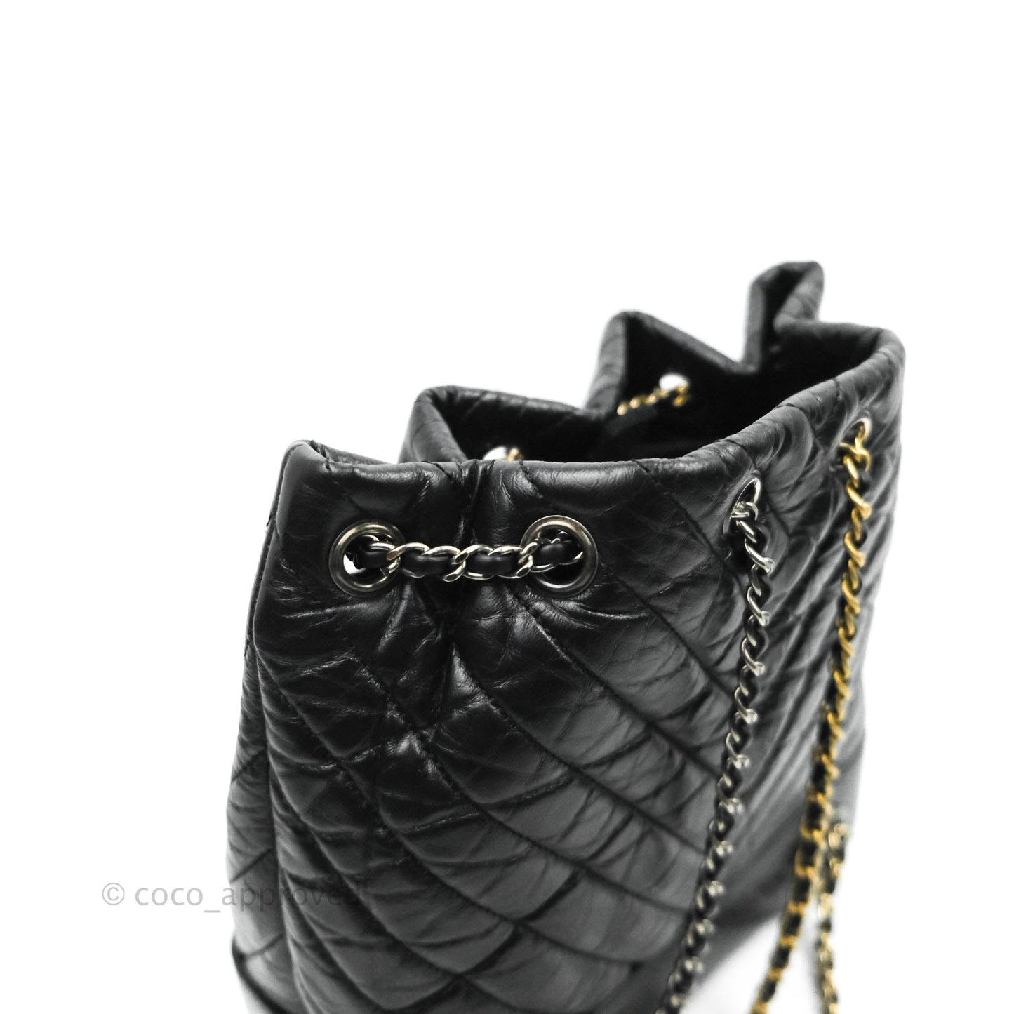 Chanel Chevron Small Gabrielle Backpack Black Aged Calfskin