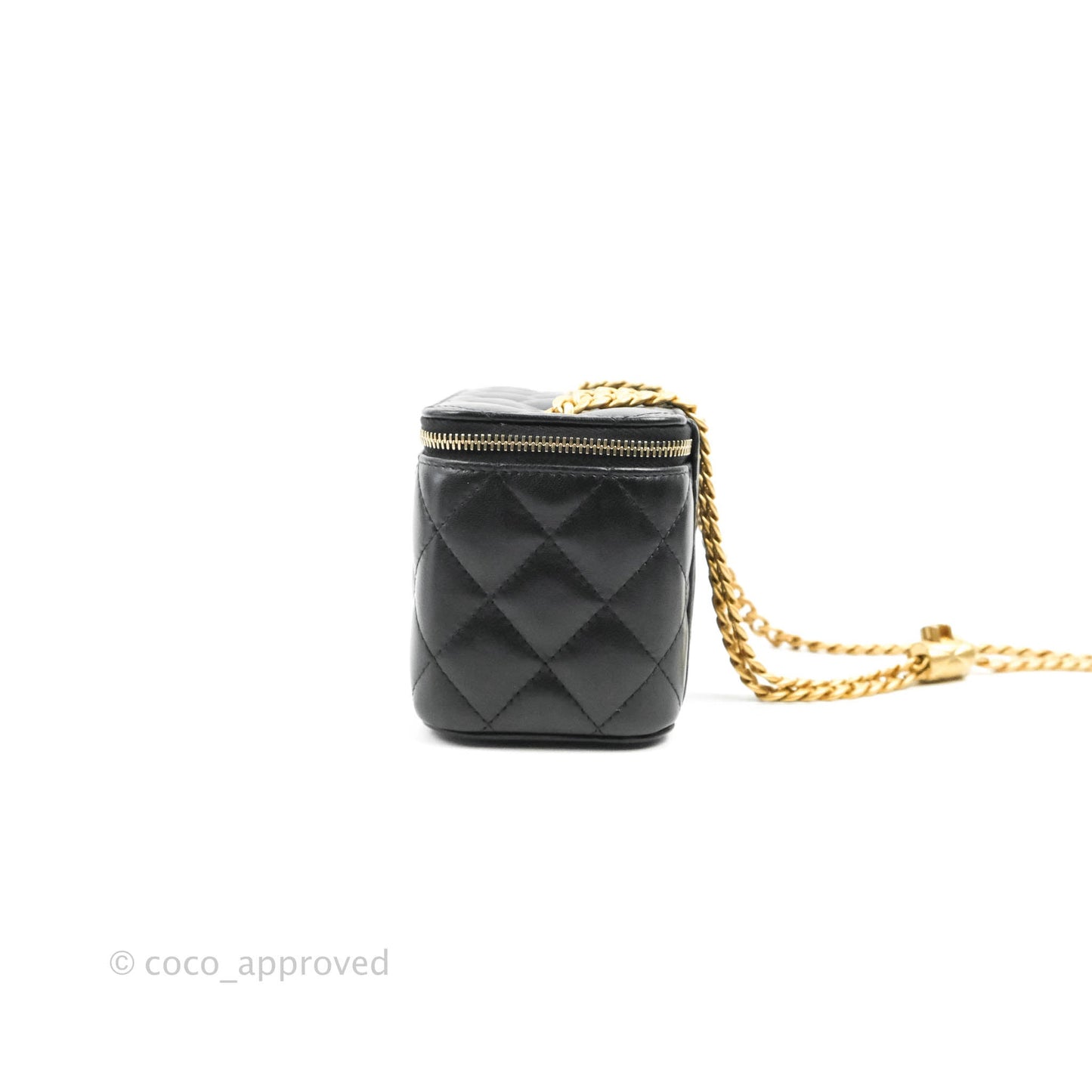 Chanel Vanity with Adjustable Chain Black Lambskin Aged Gold Hardware 22K
